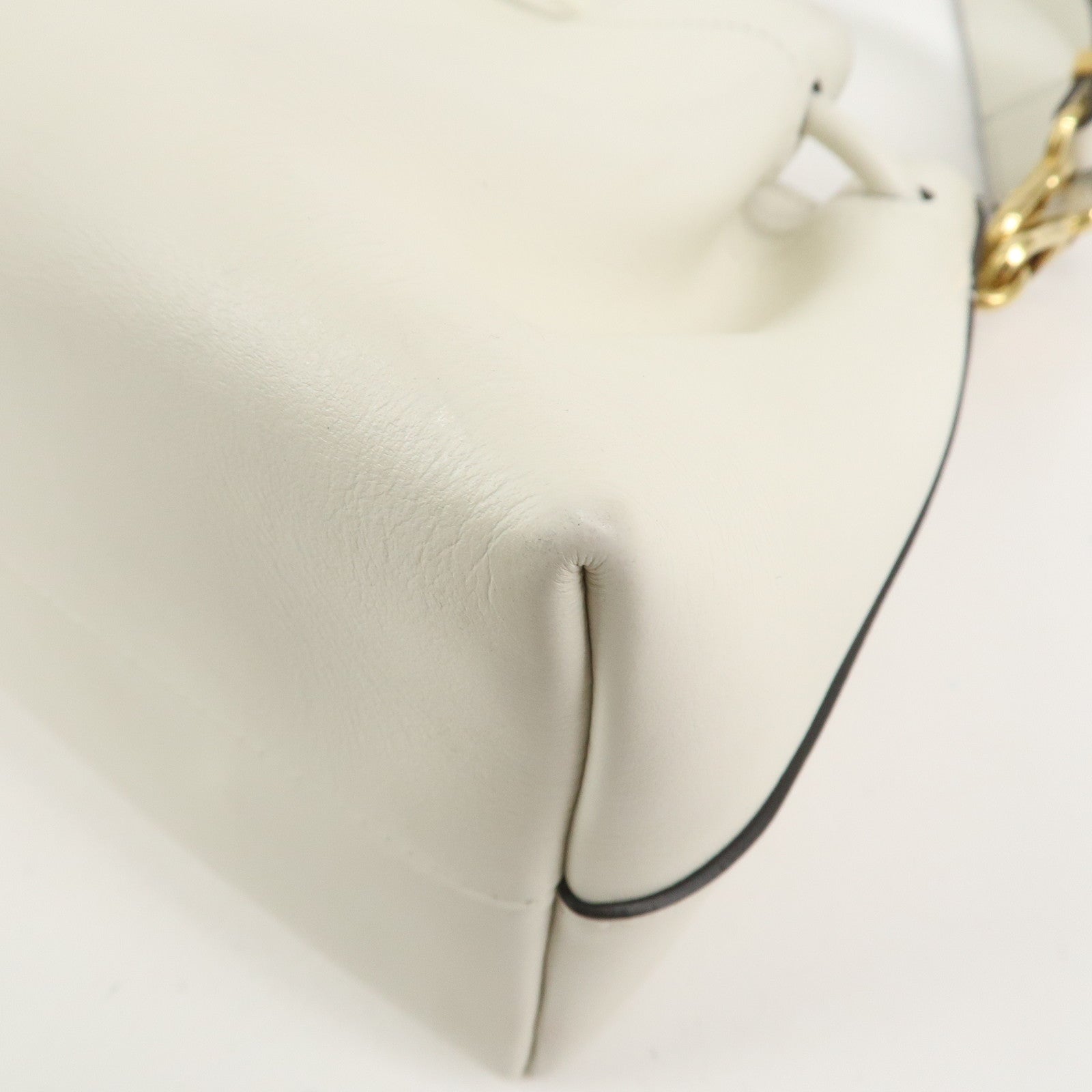 JIMMY CHOO Cinch Calf Leather Medium 2Way Hand Shoulder Bag Ivory