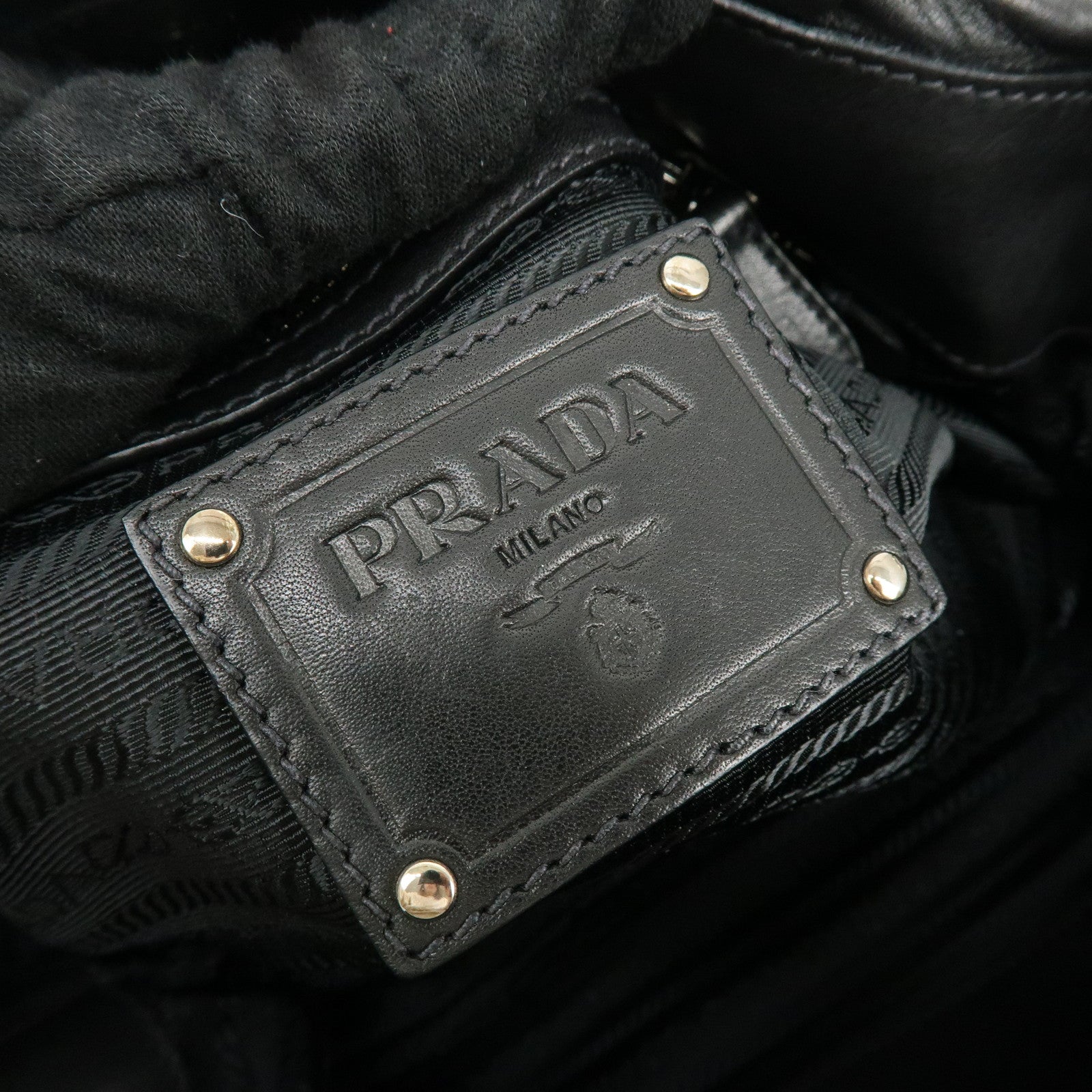 PRADA Logo Soft Calf Leather Side Belted Shoulder Bag Black BR3975