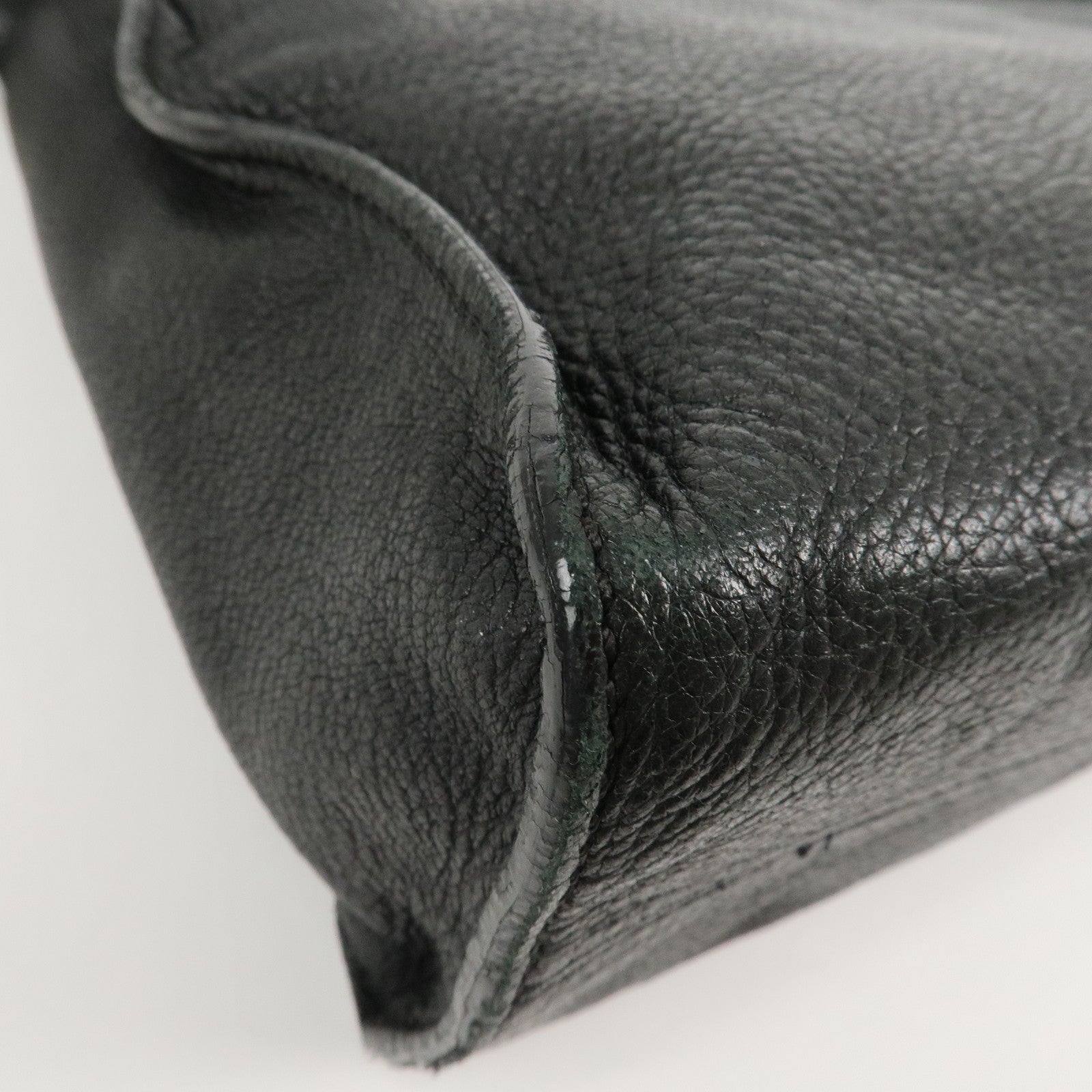 CHANEL Logo Leather Shoulder Bag Hand Bag Black