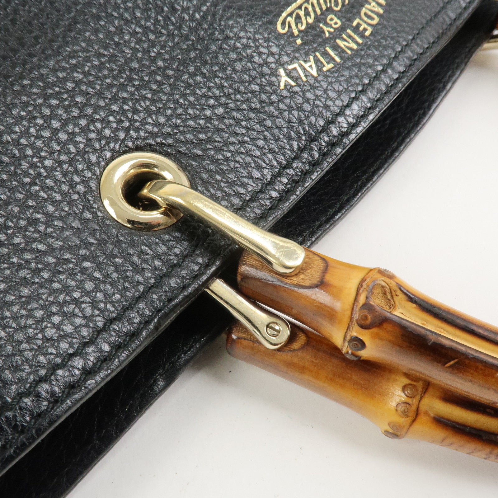 GUCCI Bamboo Shopper Medium 2Way Bag Shoulder Bag Black 323660