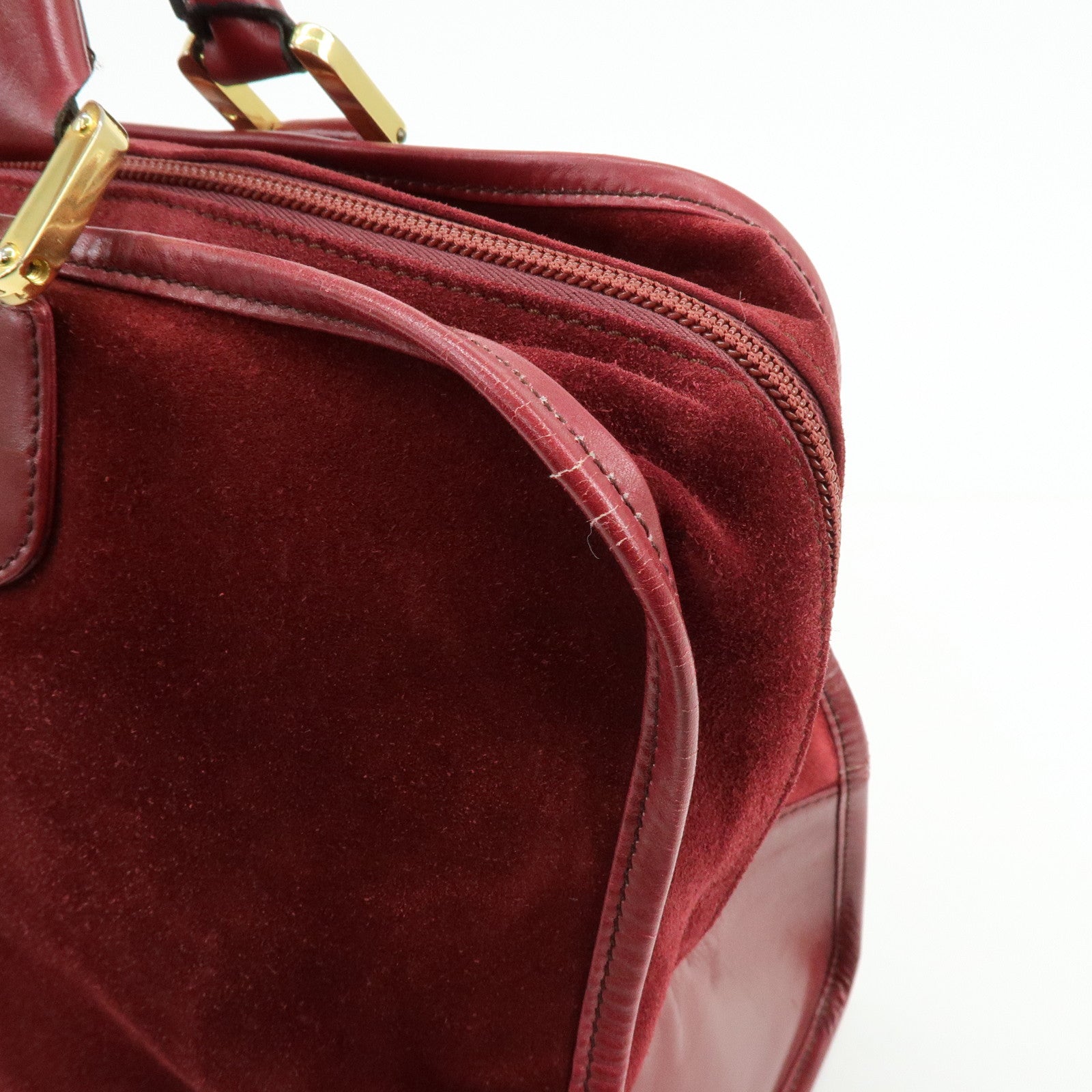 Loewe Anagram Amazona 40 Suede Leather Hand Bag Red Brown