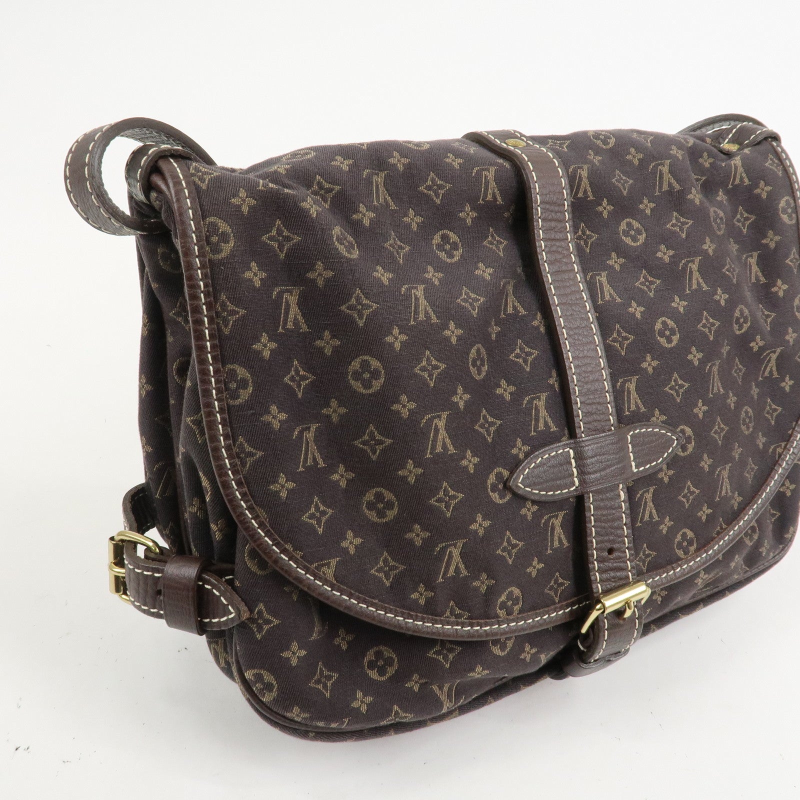 Louis Vuitton Monogram Mini Lin Saumur 30 Shoulder Bag Brown M95227
