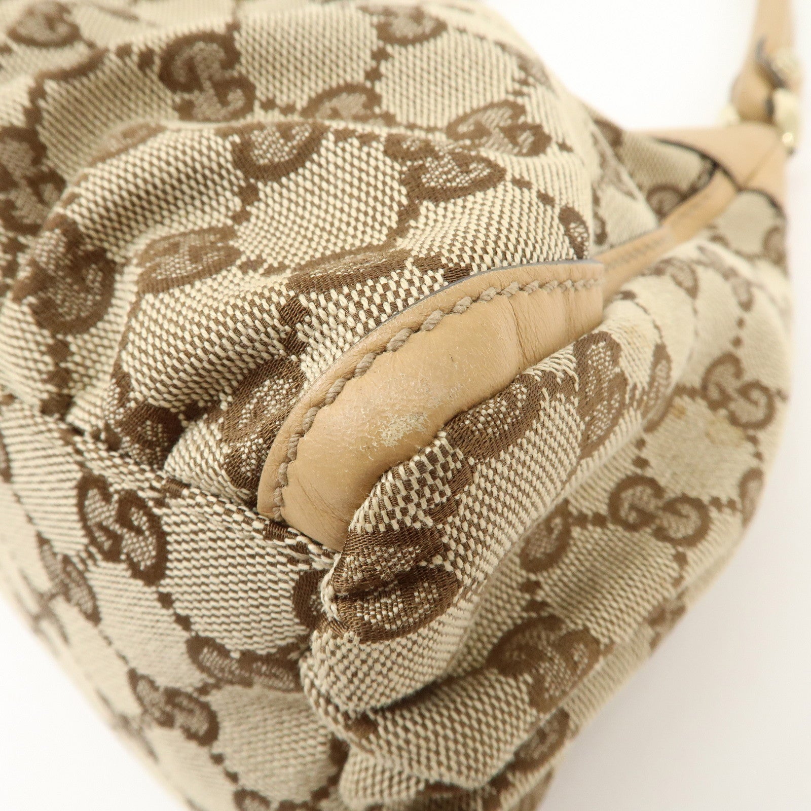 GUCCI Abbey GG Canvas Leather Shoulder Bag Beige 190525 Used