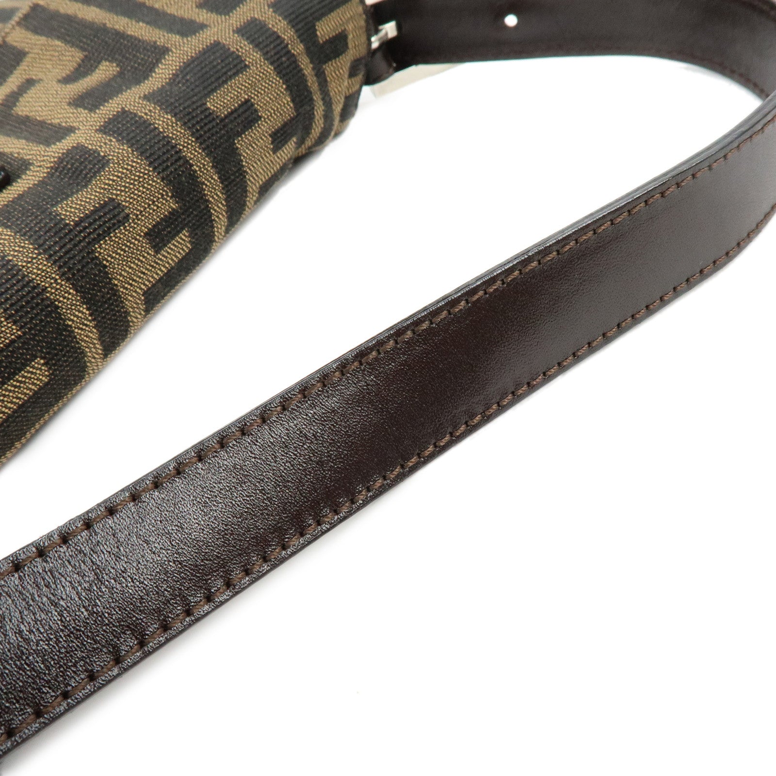 FENDI Mamma Baguette Zucca Canvas Leather Hand Bag Shoulder Bag