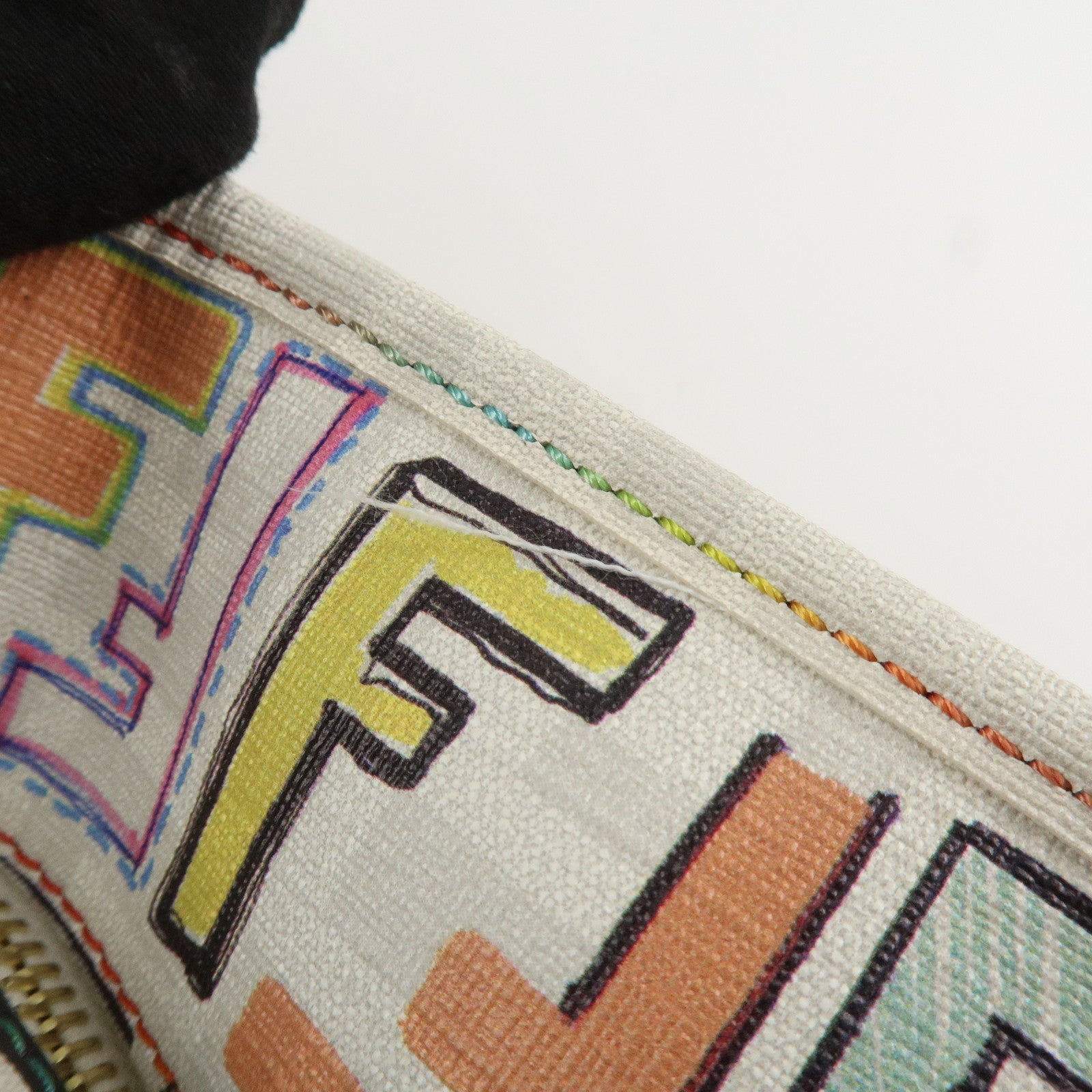 FENDI Zucca Logo Print PVC Tote Bag Multicolor White 8BH185 Used