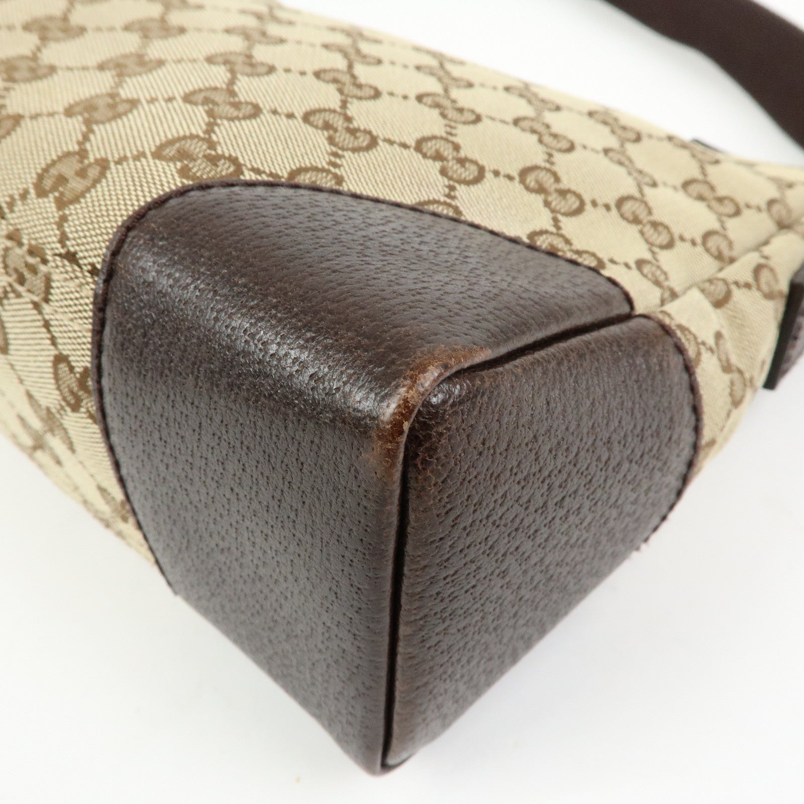 GUCCI GG Canvas Leather Crossbody Shoulder Bag Beige Brown 114273