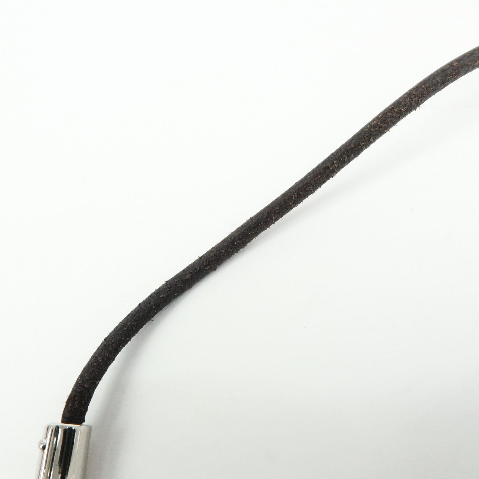 HERMES Metal Leather Vivaldi Fantasy Heart Cadena Necklace Black