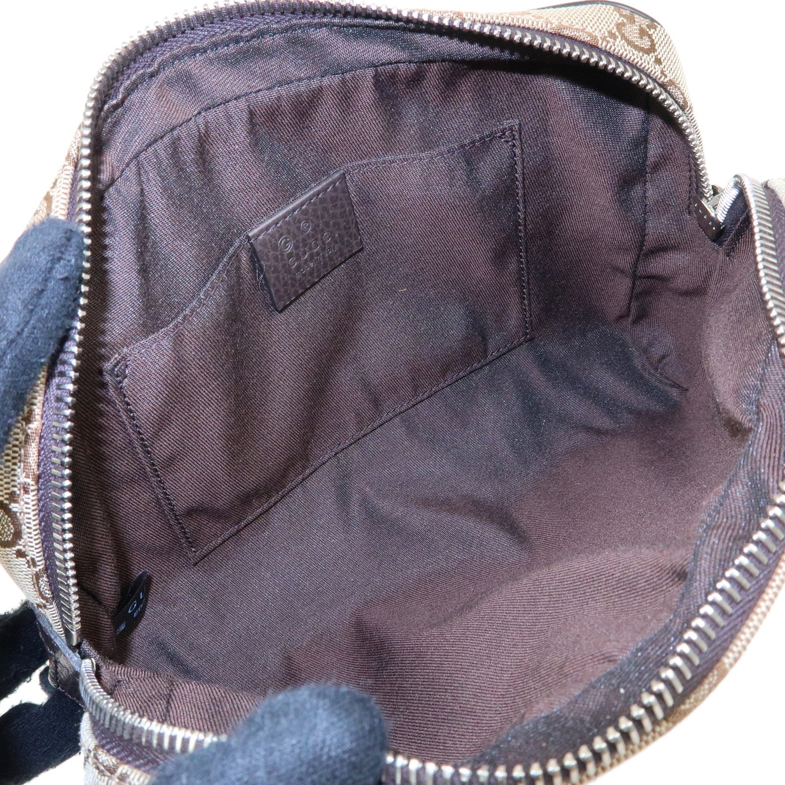 GUCCI GG Canvas Leahter Waist Pouch Body Bag Beige Brown 449174