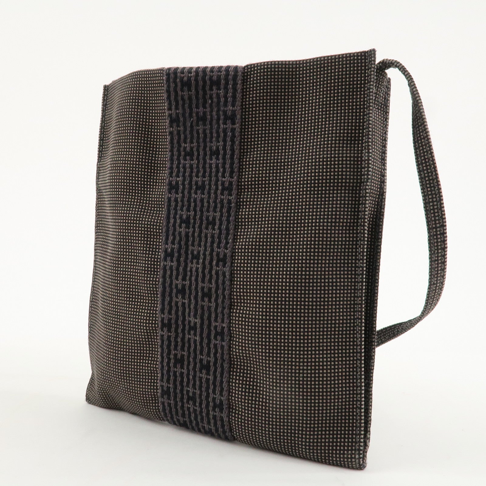 HERMES Her Line Canvas Omenito Shoulder Bag Crossbody Bag Gray Used