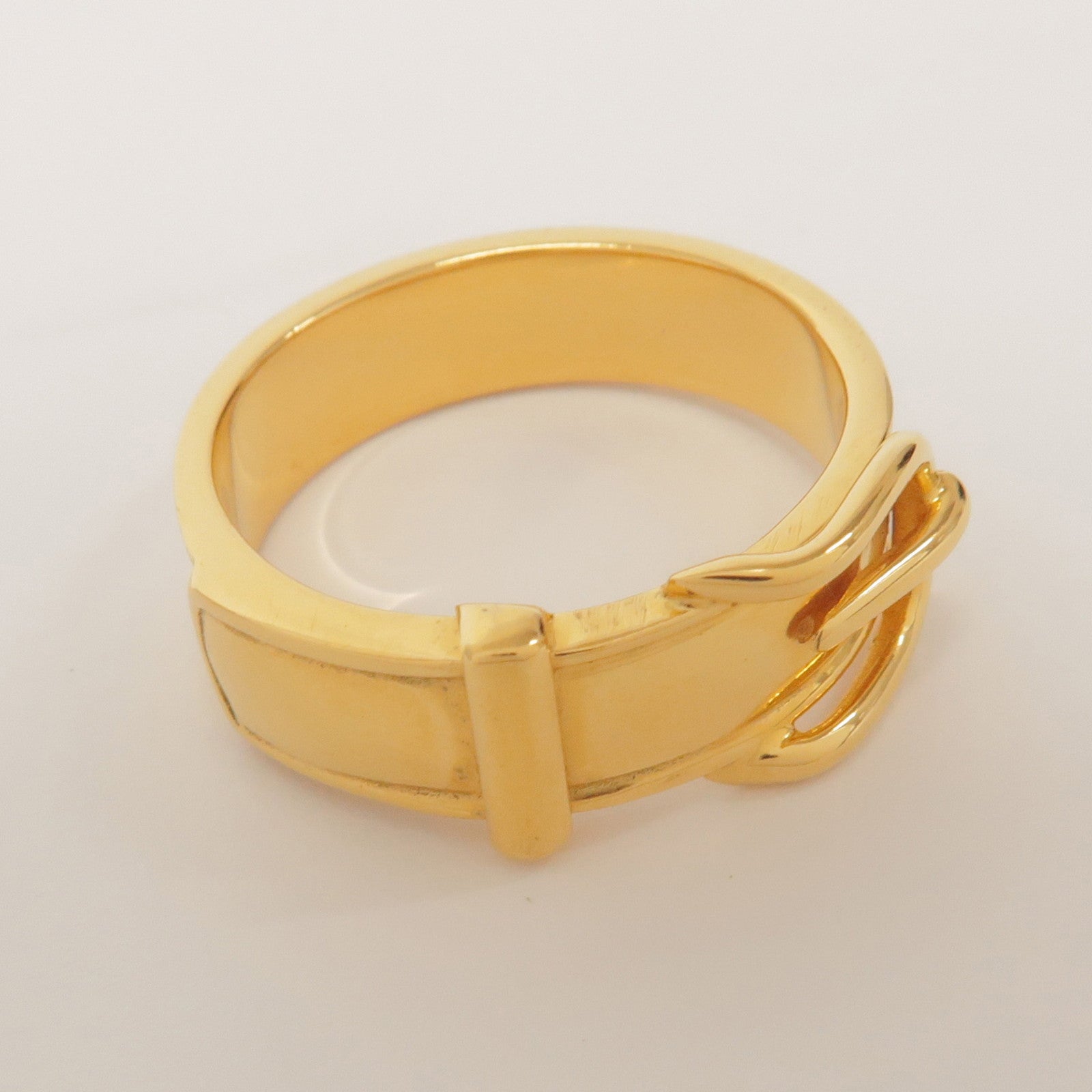 HERMES Ceinture Motif Metal Scarf Ring Gold