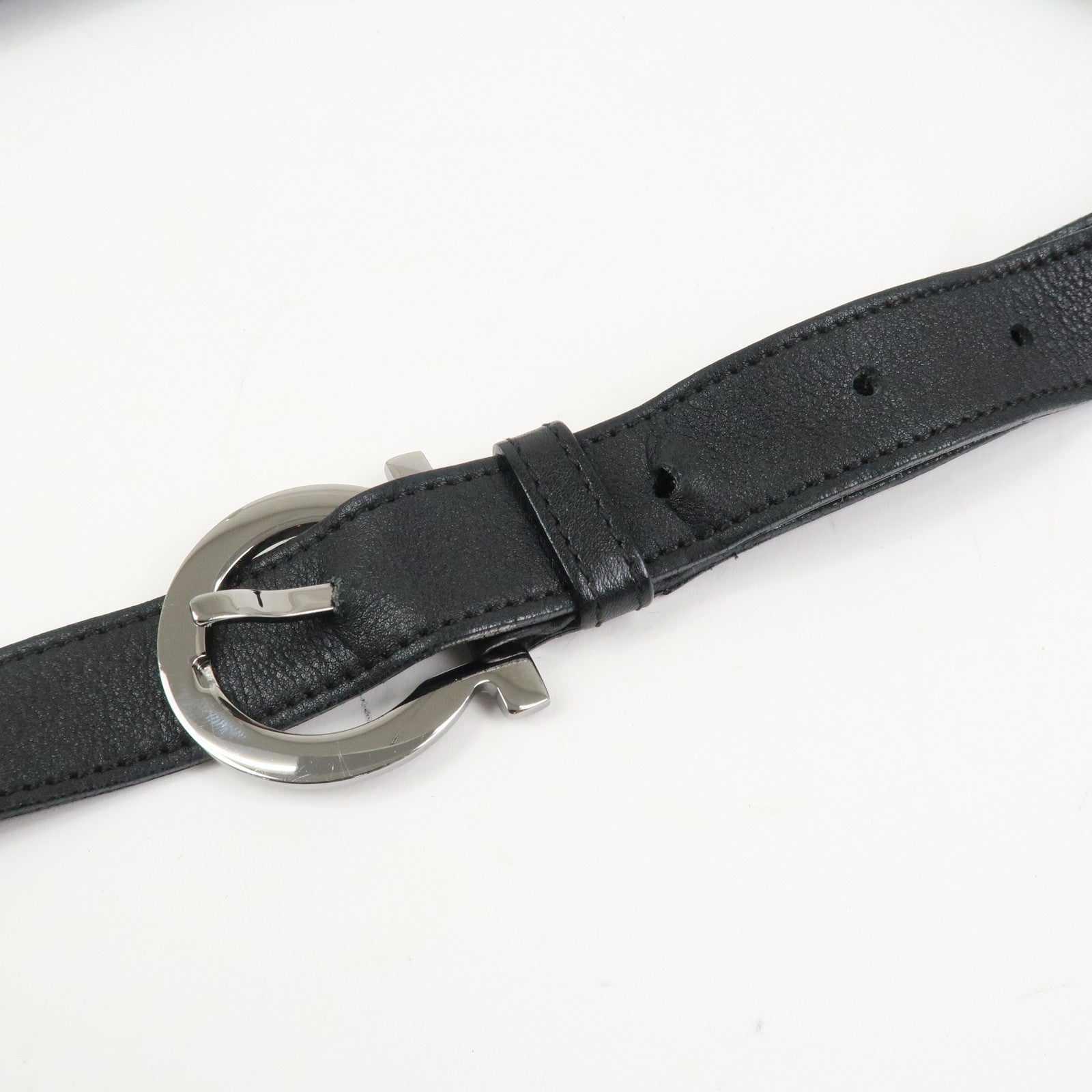 Ferragamo Gancini Logo Canvas Leather Crossbody Shoulder Bag Black