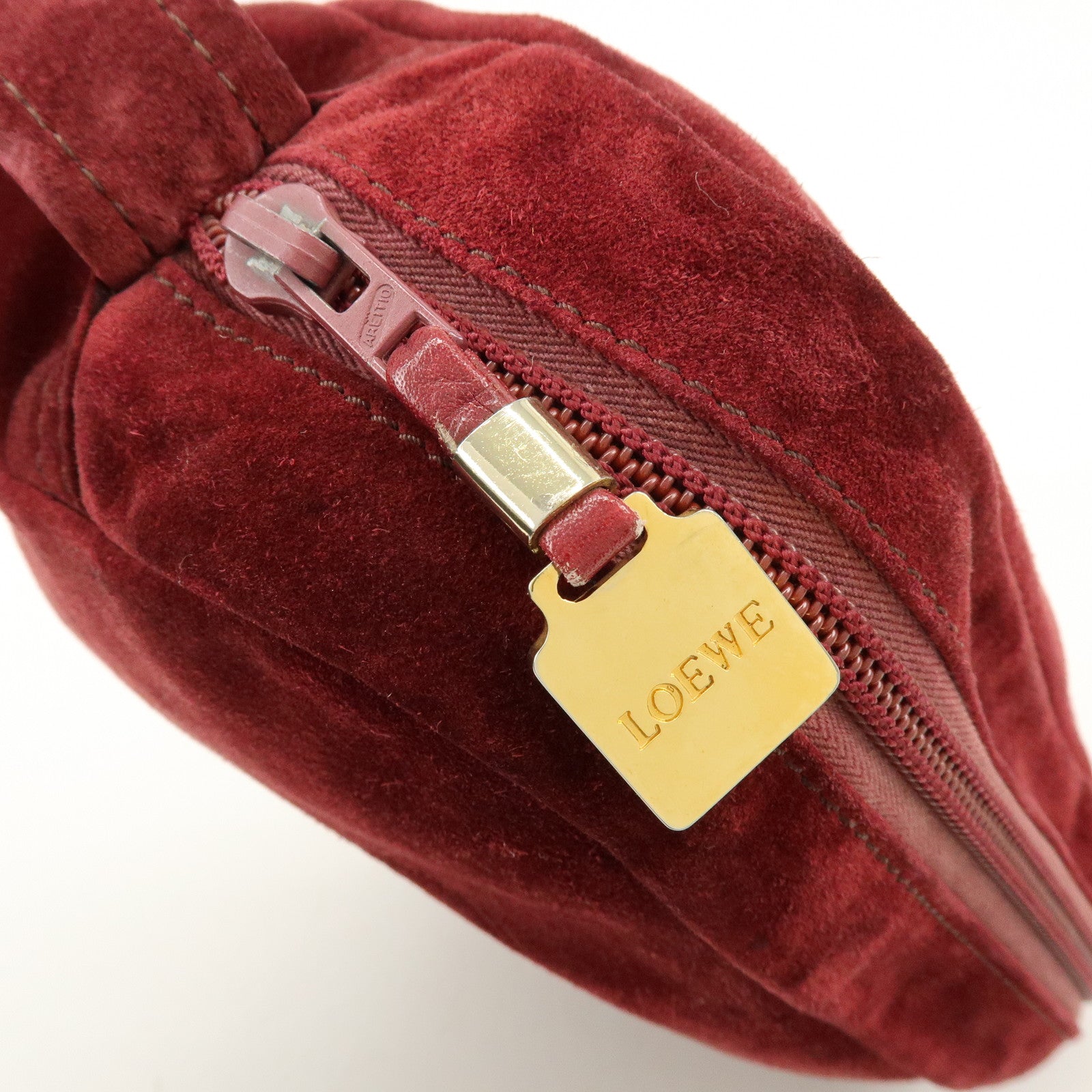 LOEWE Anagram Suede Shoulder Bag Crossbody Bag Bordeaux