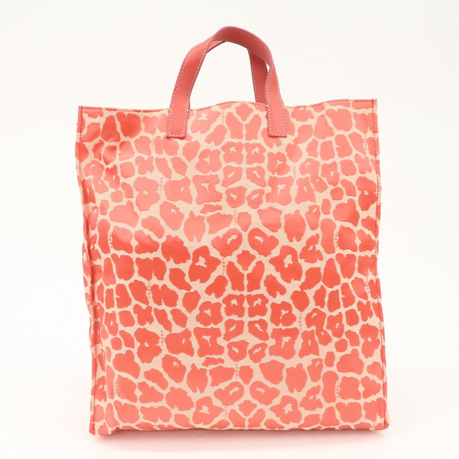 FENDI Canvas Leather Leopard Tote Bag Hand Bag Pink 8BH173