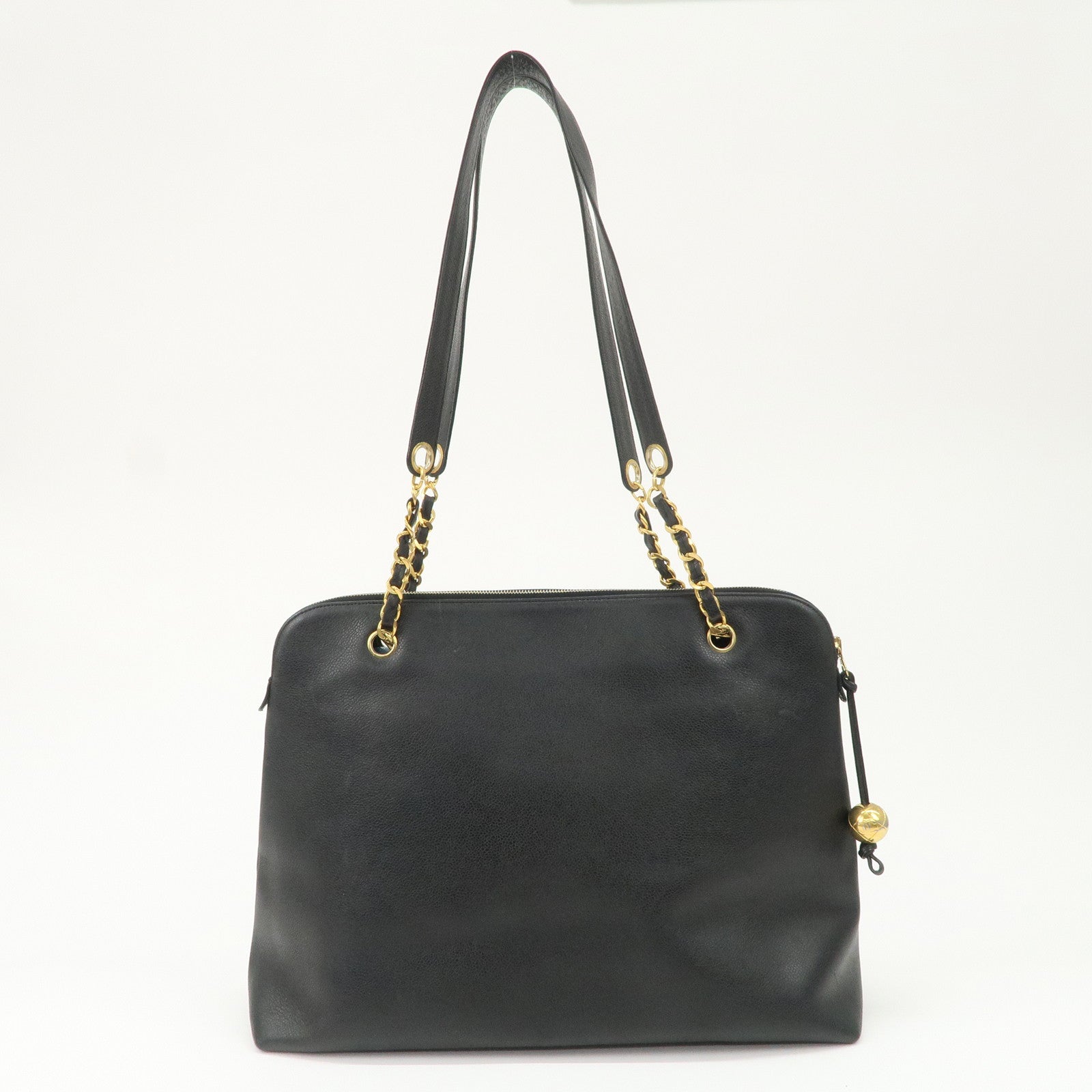 CHANEL COCO Mark COCO Ball Leather Chain Tote Bag Black A03578