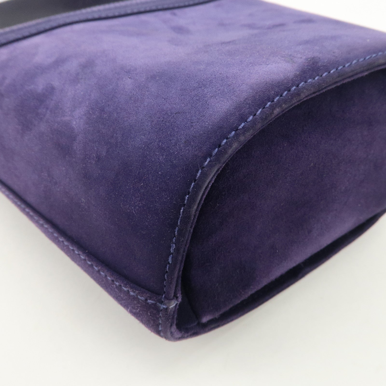 Ferragamo Vara Ribon Suede Hand Bag Purple Gold Hardware Used