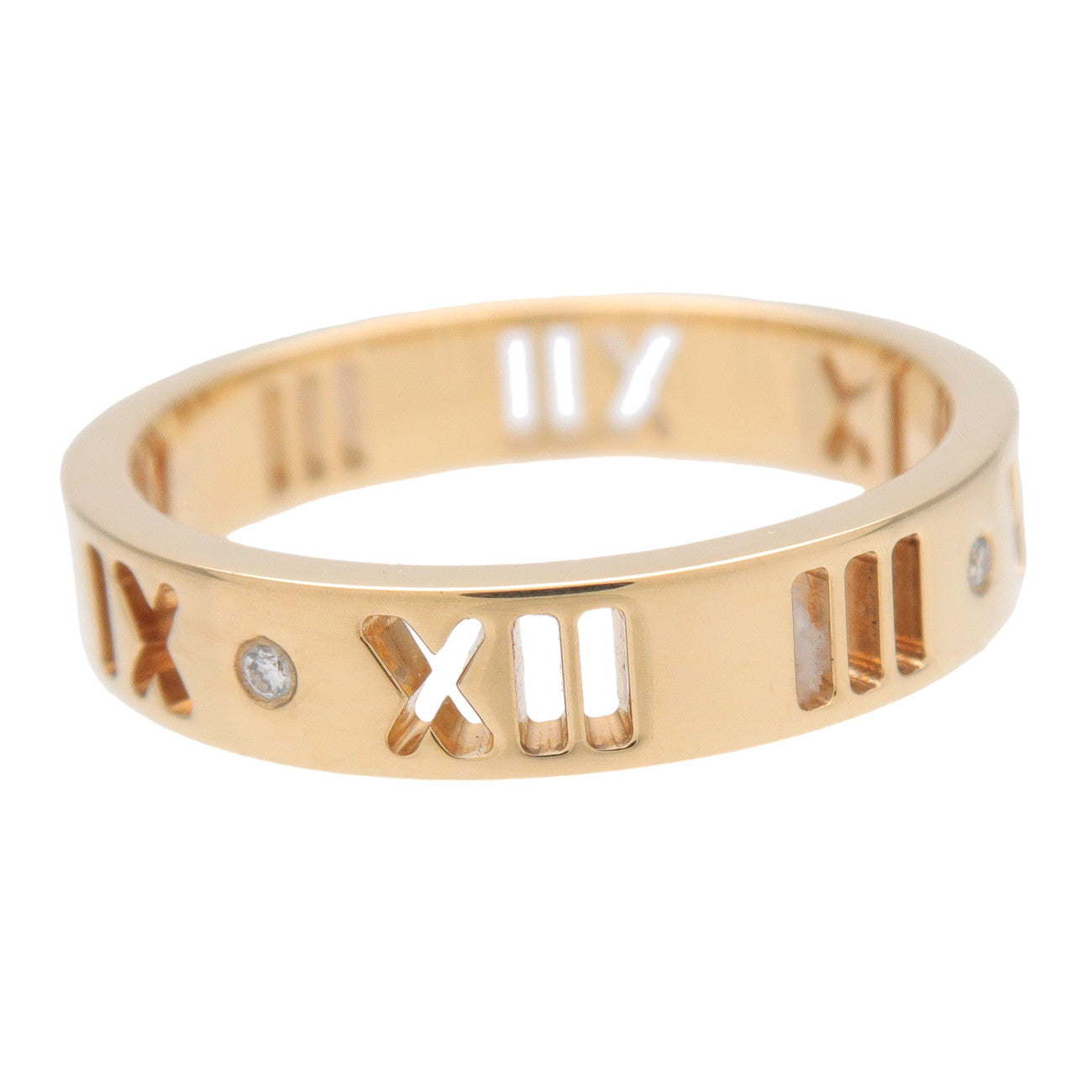 Tiffany&Co. Pierced Atlas 4P Diamond Ring K18 #48 Yellow Gold US4.5