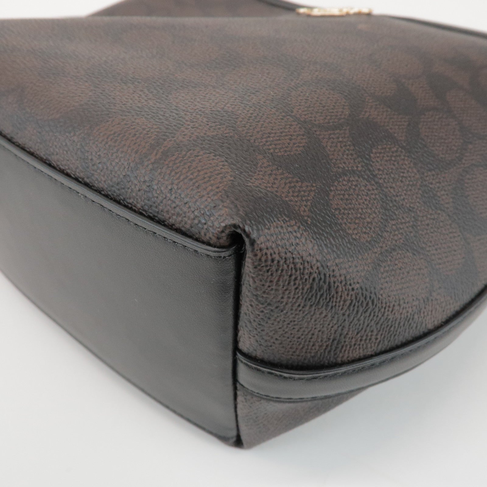 COACH Signature City PVC Leather 2Way Shoulder Bucket Bag Brown