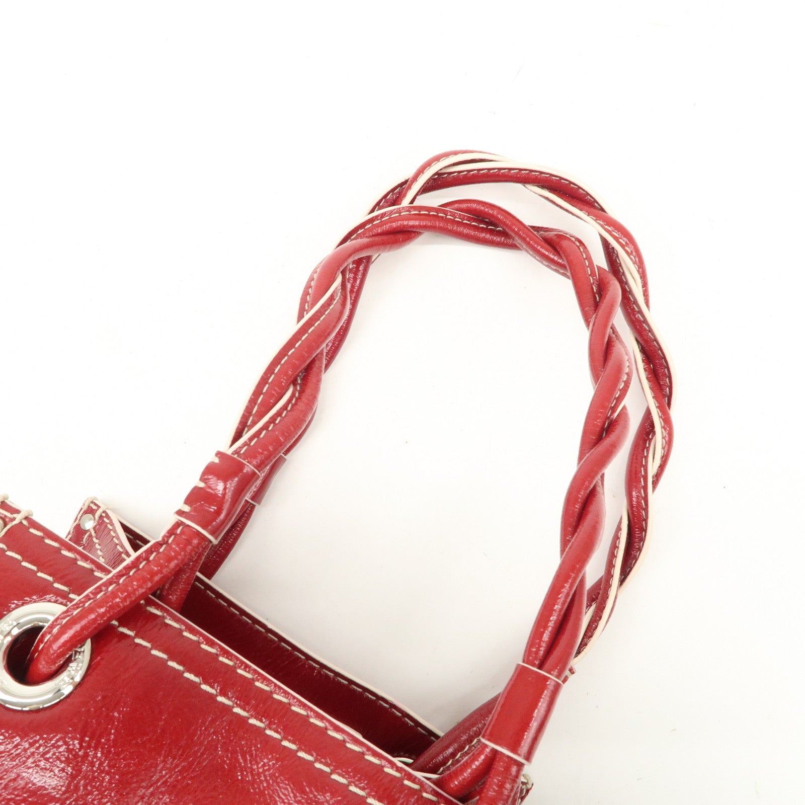 LOEWE Anagram Leather Hand Bag Shoulder Bag Red Used