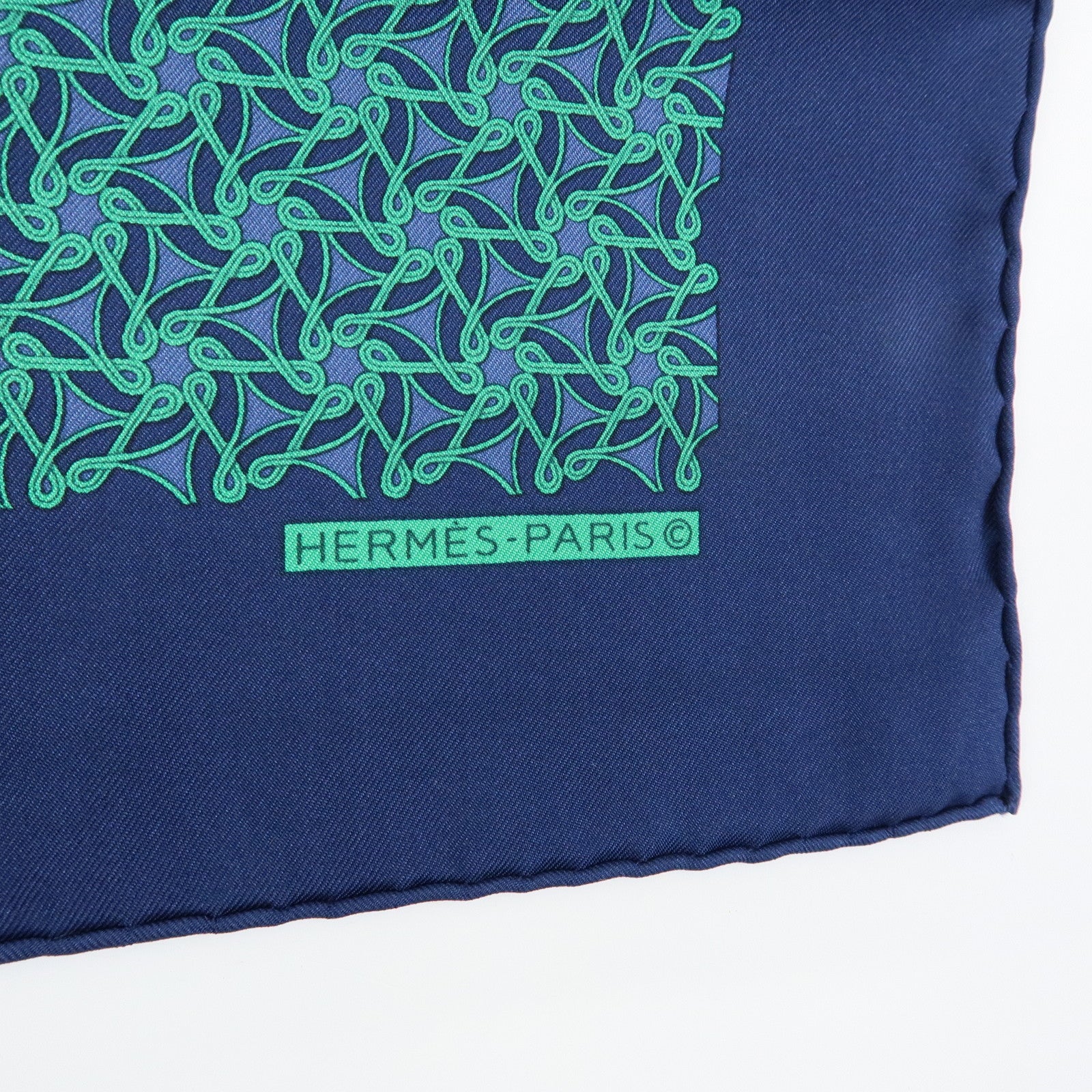 HERMES Carre 45 Set of 2 Silk 100% Scarf Navy Green