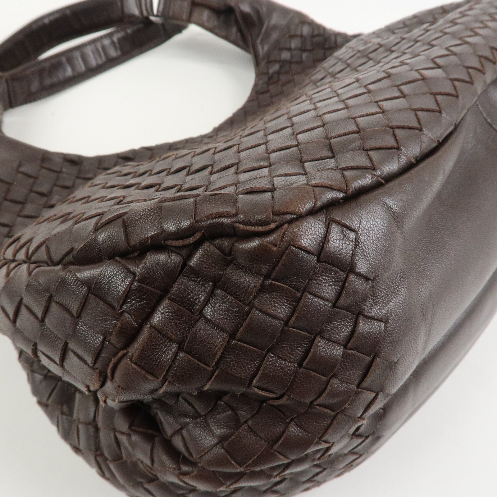 BOTTEGA VENETA Intrecciato Campana Shoulder Bag Brown 125787