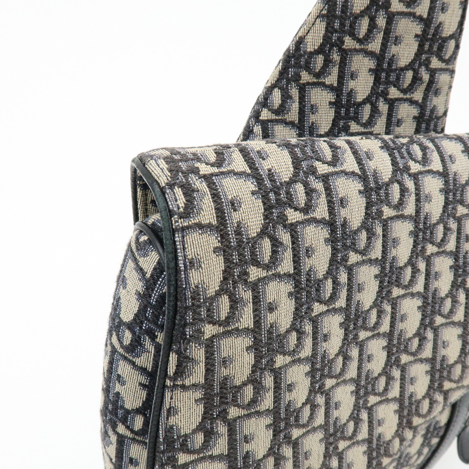 Christian Dior Saddle Oblique Canvas Leather Waist Bag Black Beige