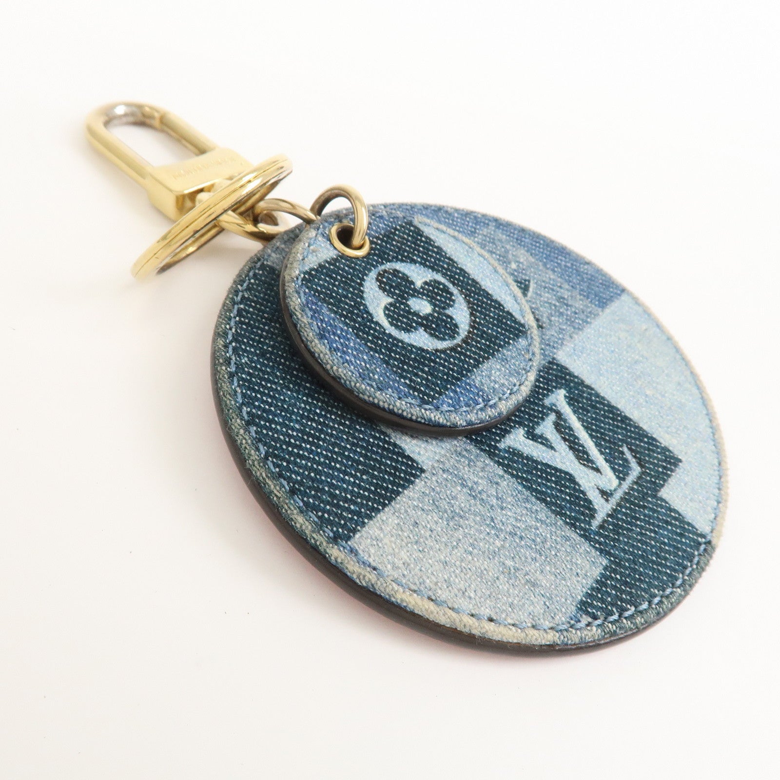 Louis Vuitton Monogram Porte Cles Denim Patchwork Key Chain M69017