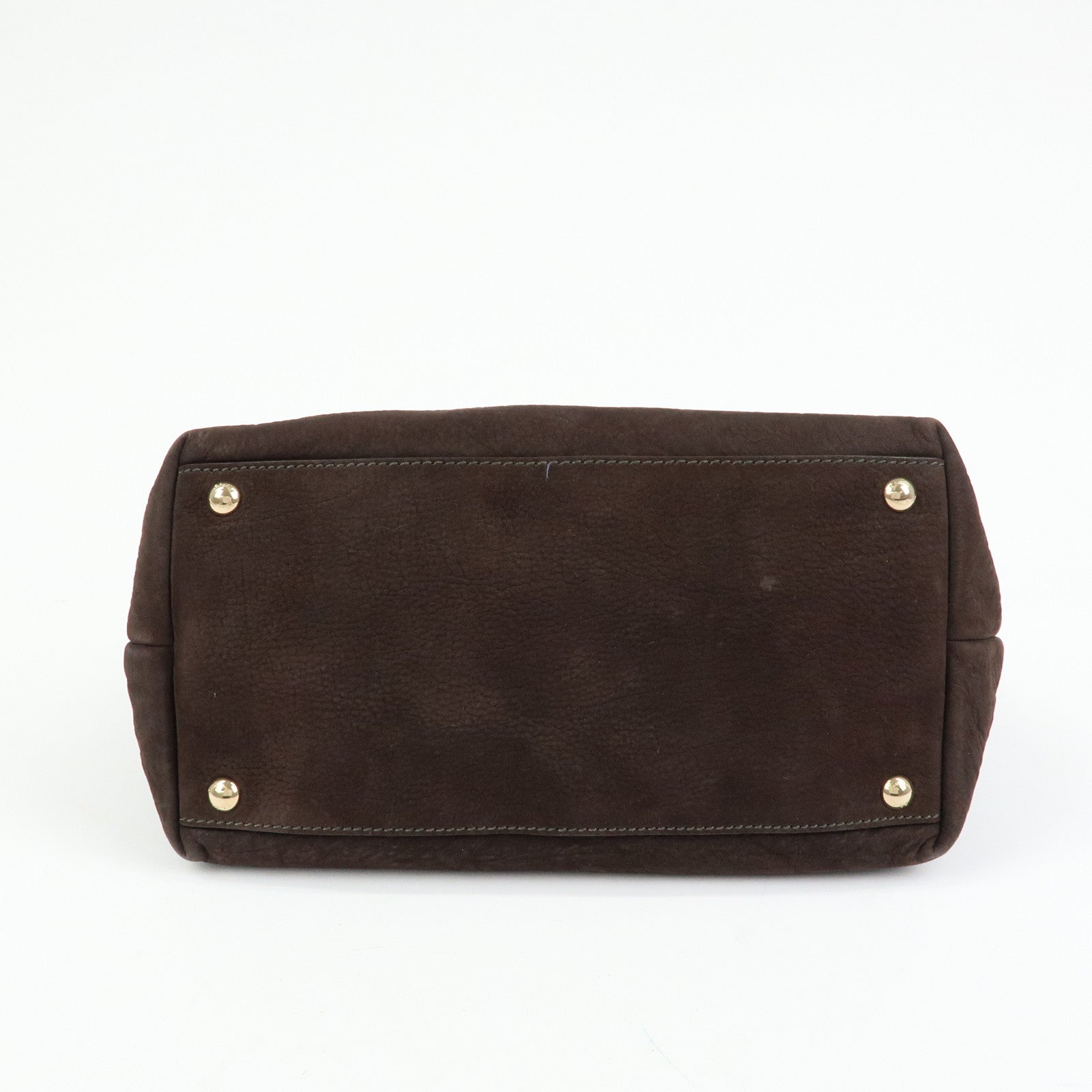 Ferragamo Gancini Suede Leather Tote Bag Hand Bag Brown
