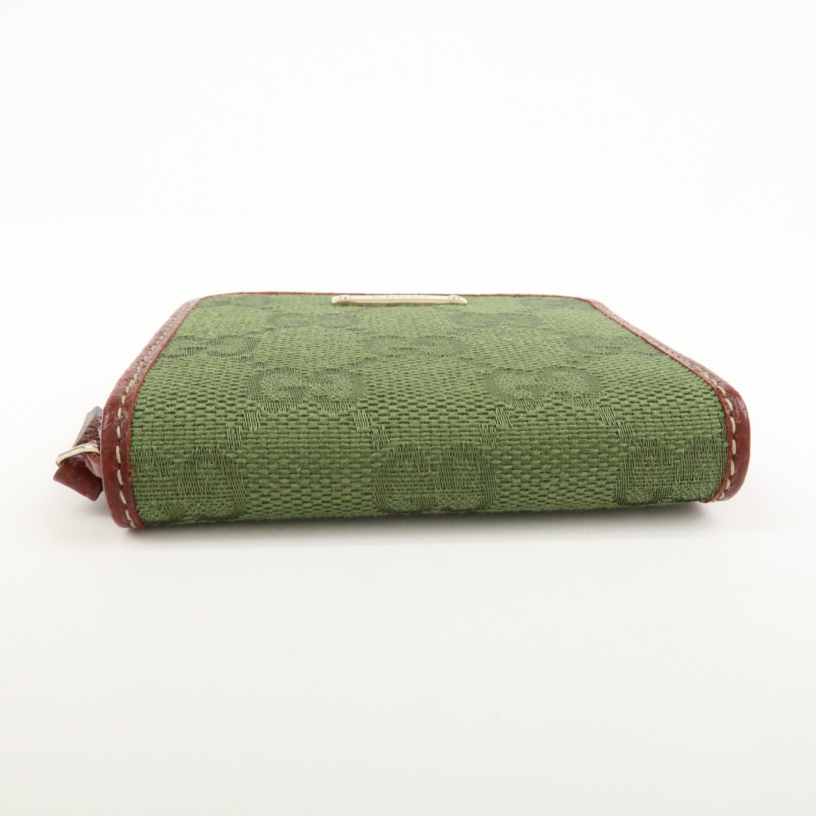 GUCCI GG Canvas Leather Coin Case Coin Purse Green 115255