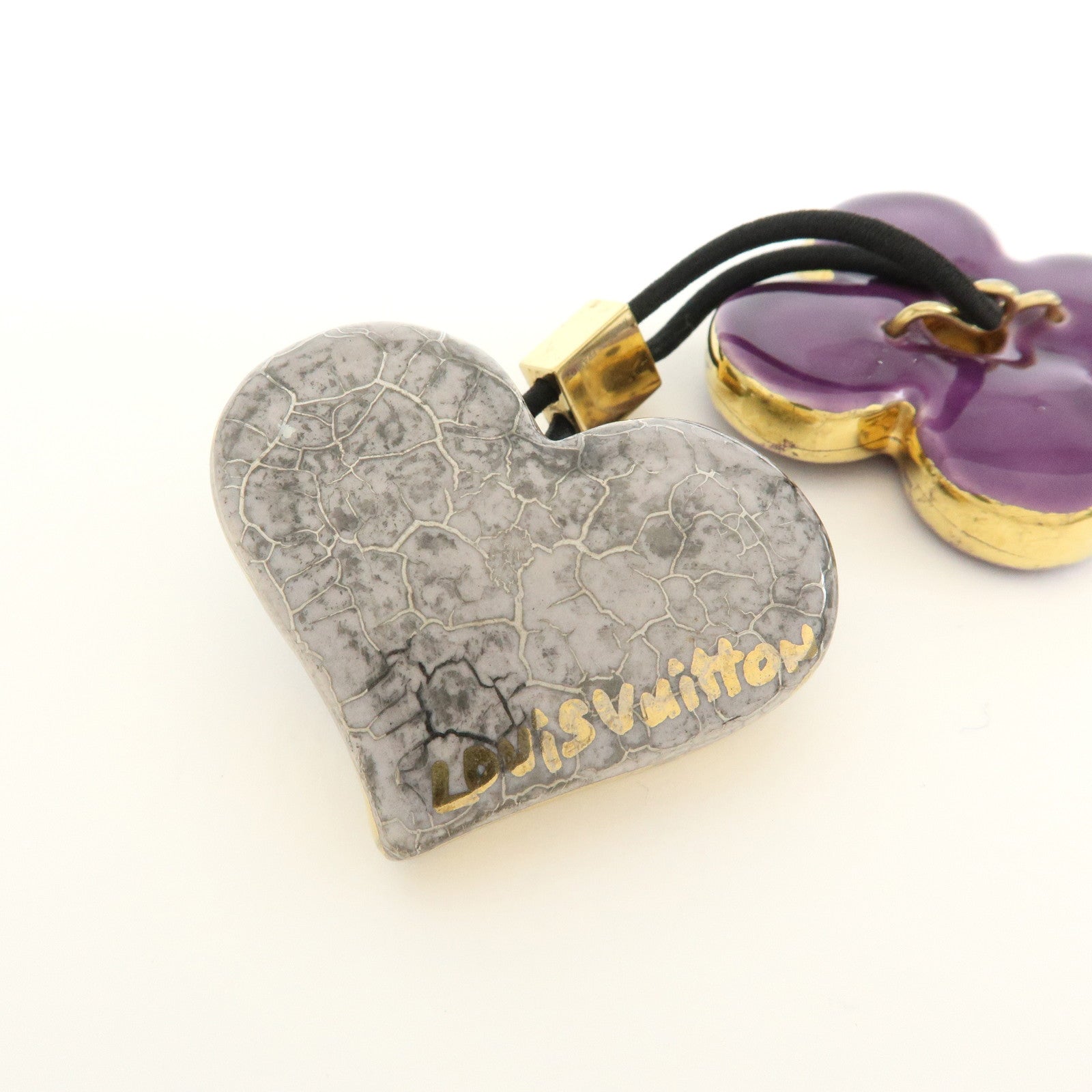Louis Vuitton Hair Accessory Heart Flower Purple Gray Gold