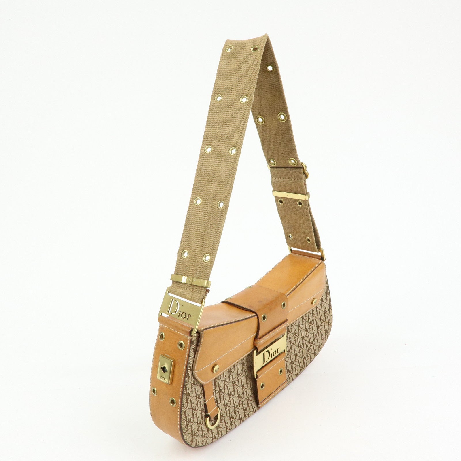 Christian Dior Trotter Street Chic Canvas Leather Shoulder Bag