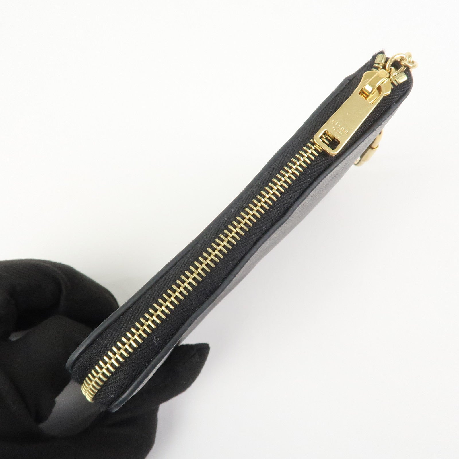 CELINE Triomphe PVC Canvas Cosmetic Pouch Black