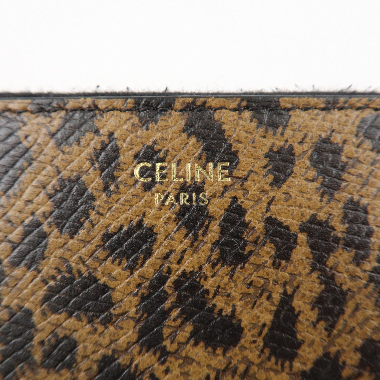 CELINE Leather Round Zippy Compact Wallet Brown Used