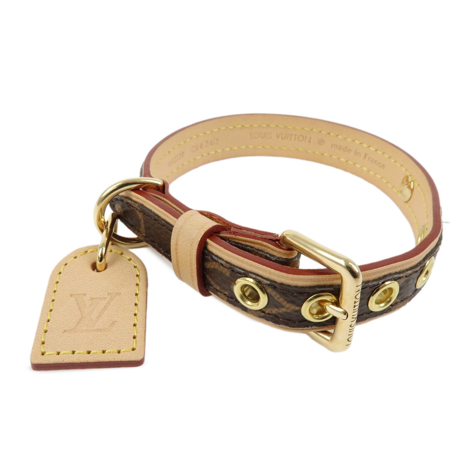 Louis Vuitton Monogram Canvas Leather Dog Collar Brown M80340