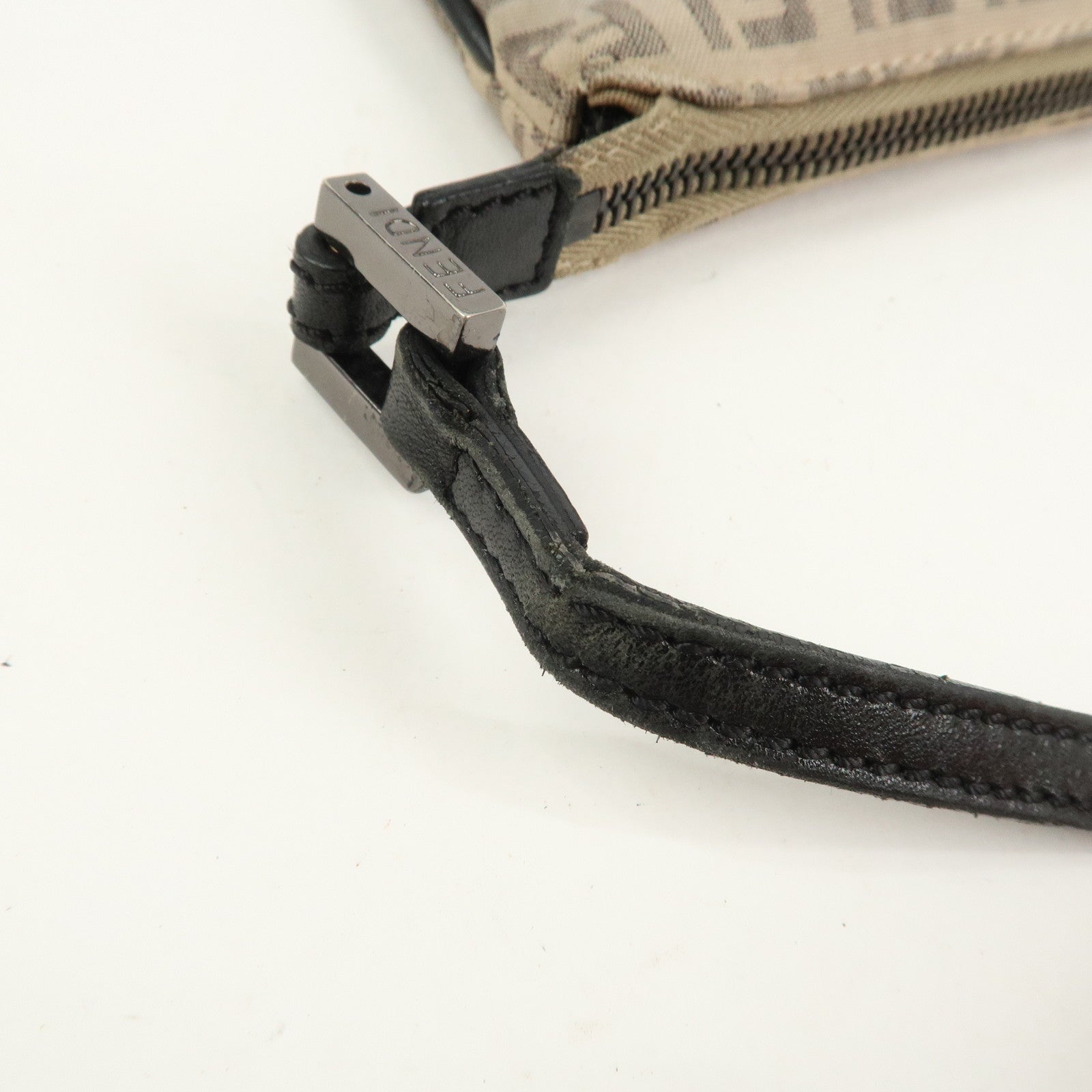 FENDI Zucchino Canvas Leather Shoulder Bag Crossbody Bag 8BT047