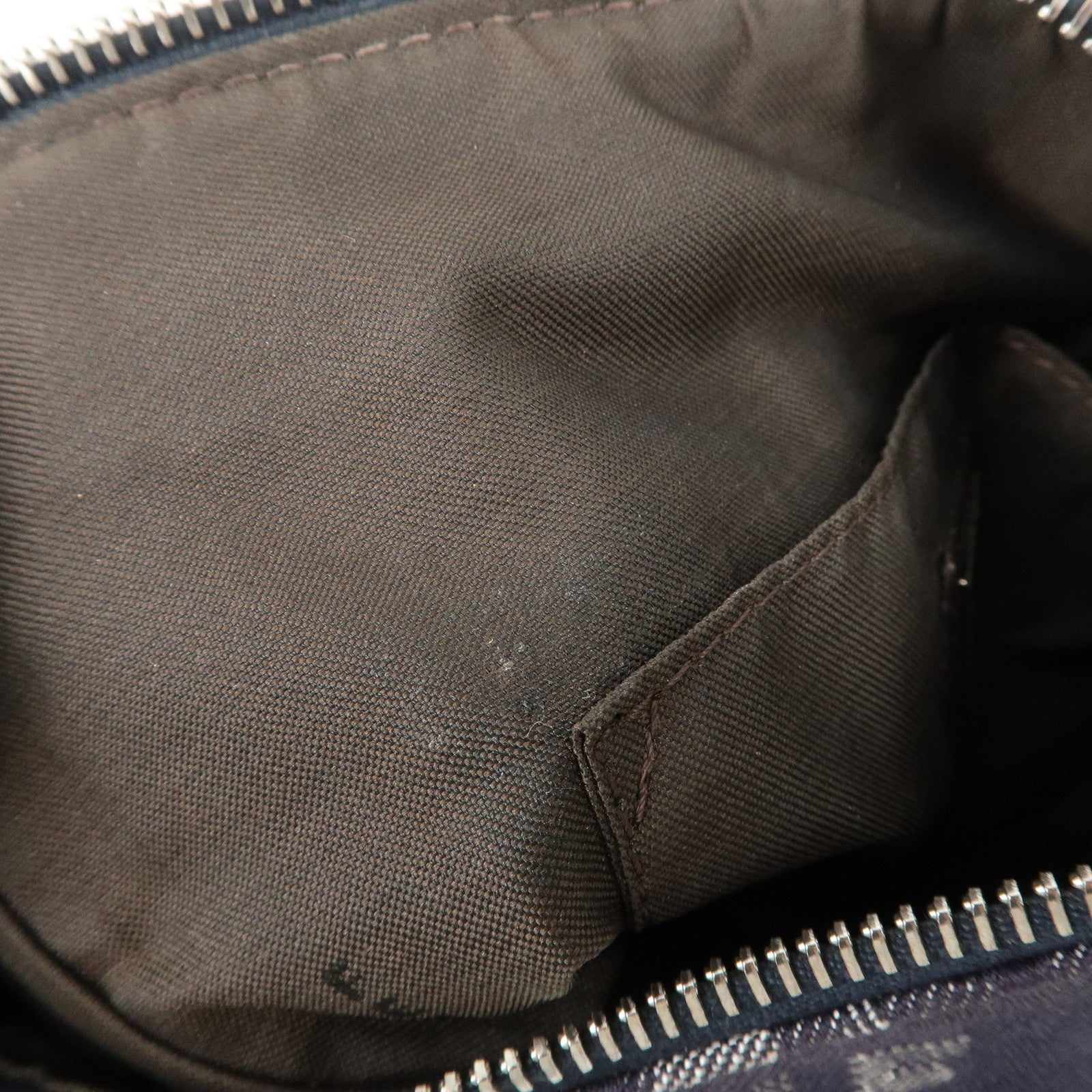 FENDI Zucchino Canvas Leather Shoulder Bag Hand bag Navy 8BR248 Used