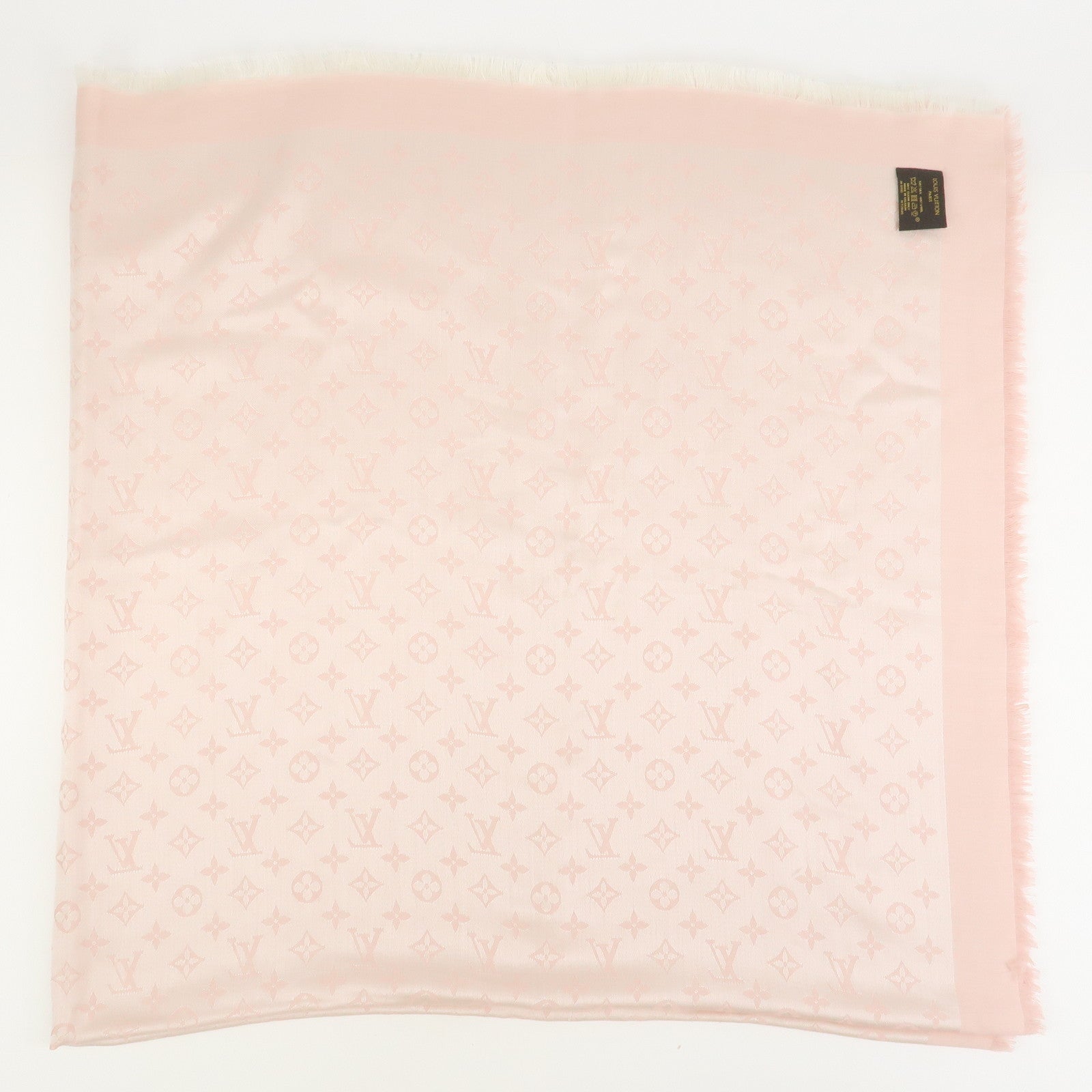 Louis Vuitton Monogram Silk Wook Shawl Scarf Rose Pink M72046