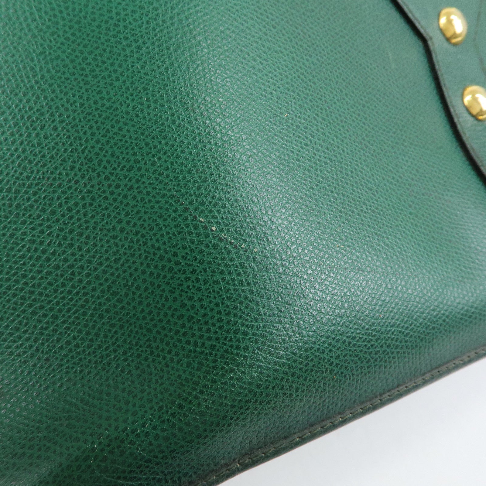 SAINT LAURENT PARIS Y Line Leather Studs Tote Shoulder Bag Green