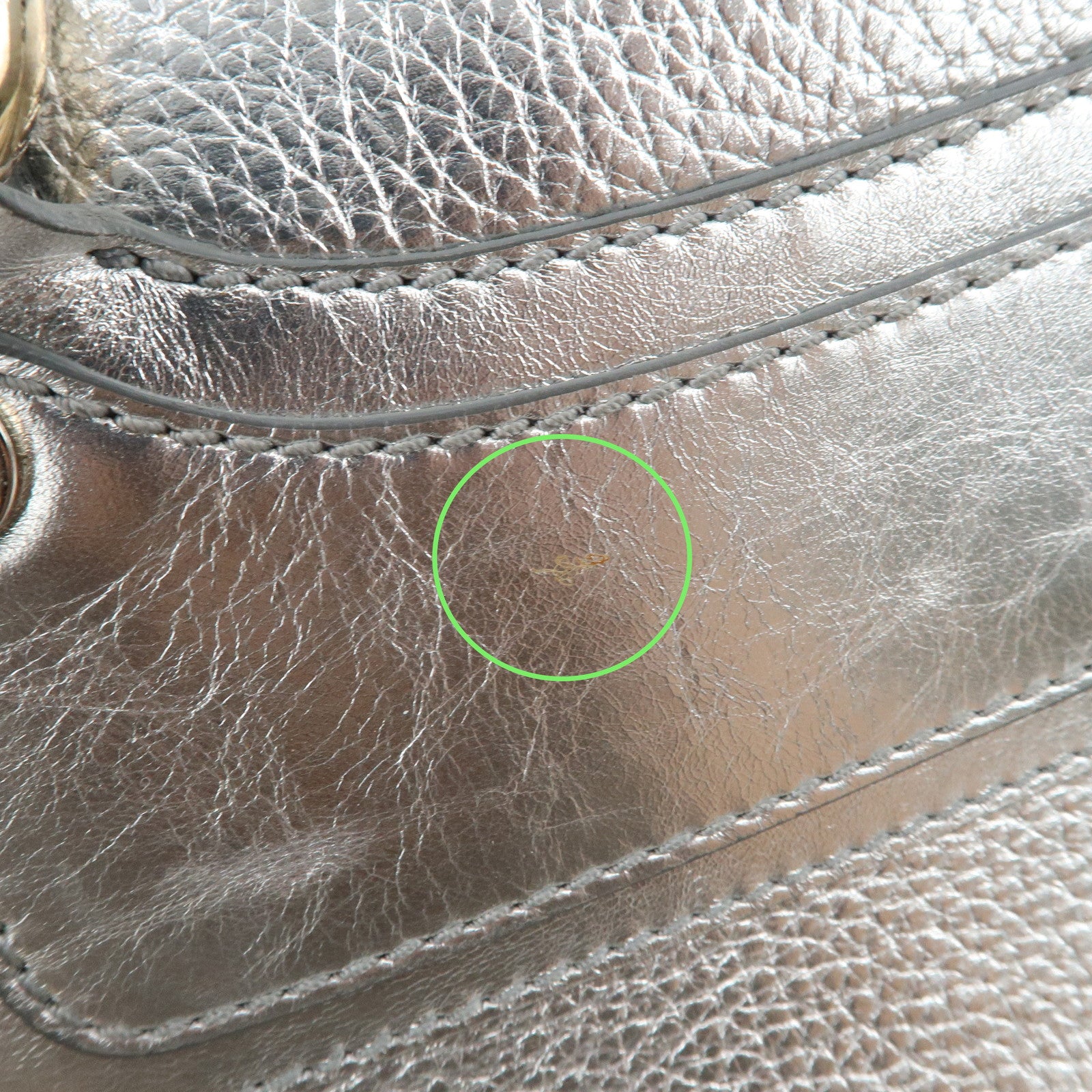 CELINE Leather Boogie Bag Hand Bag Tote Bag Silver