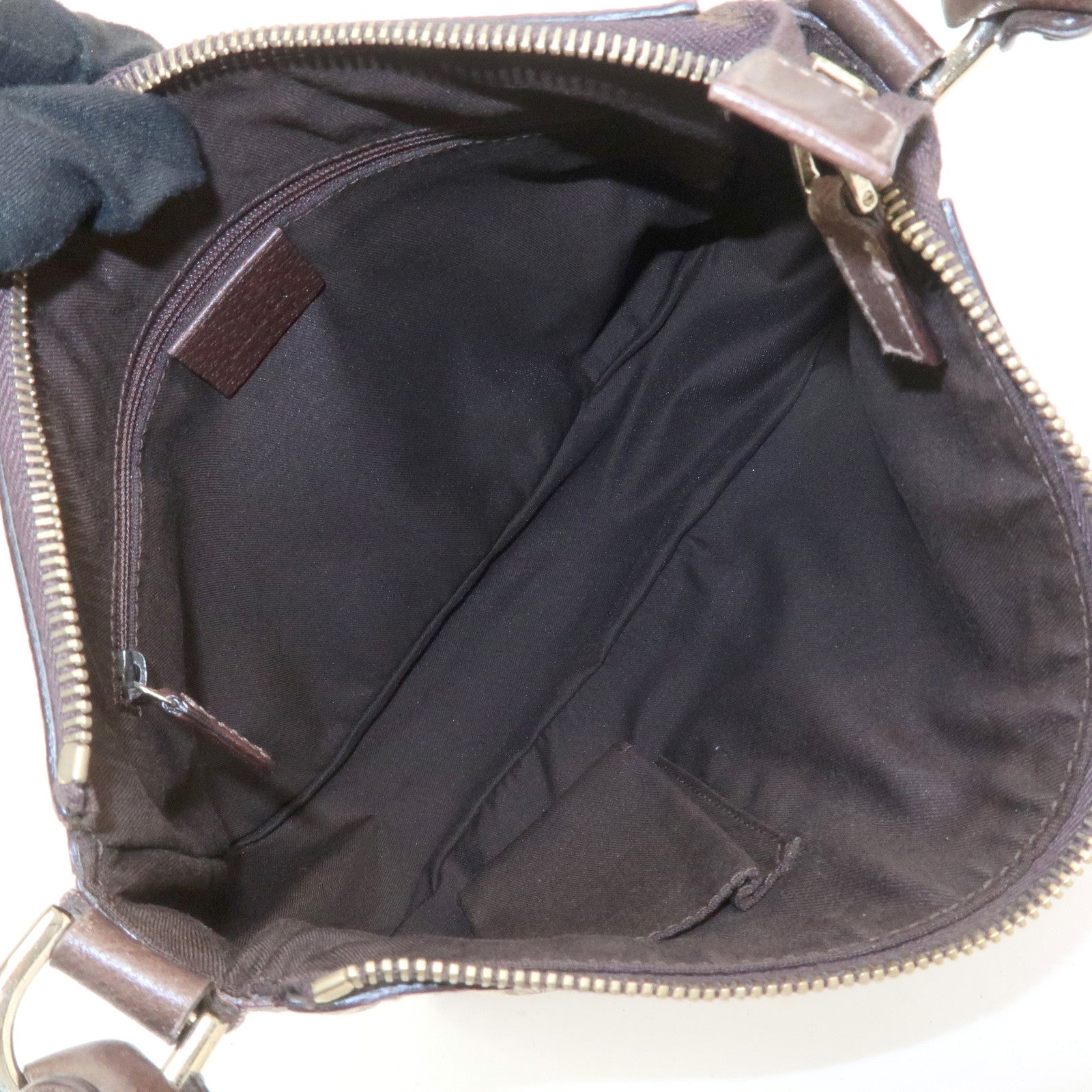 GUCCI GG Canvas Leather Shoulder Bag Hand Bag Beige Brown 146244