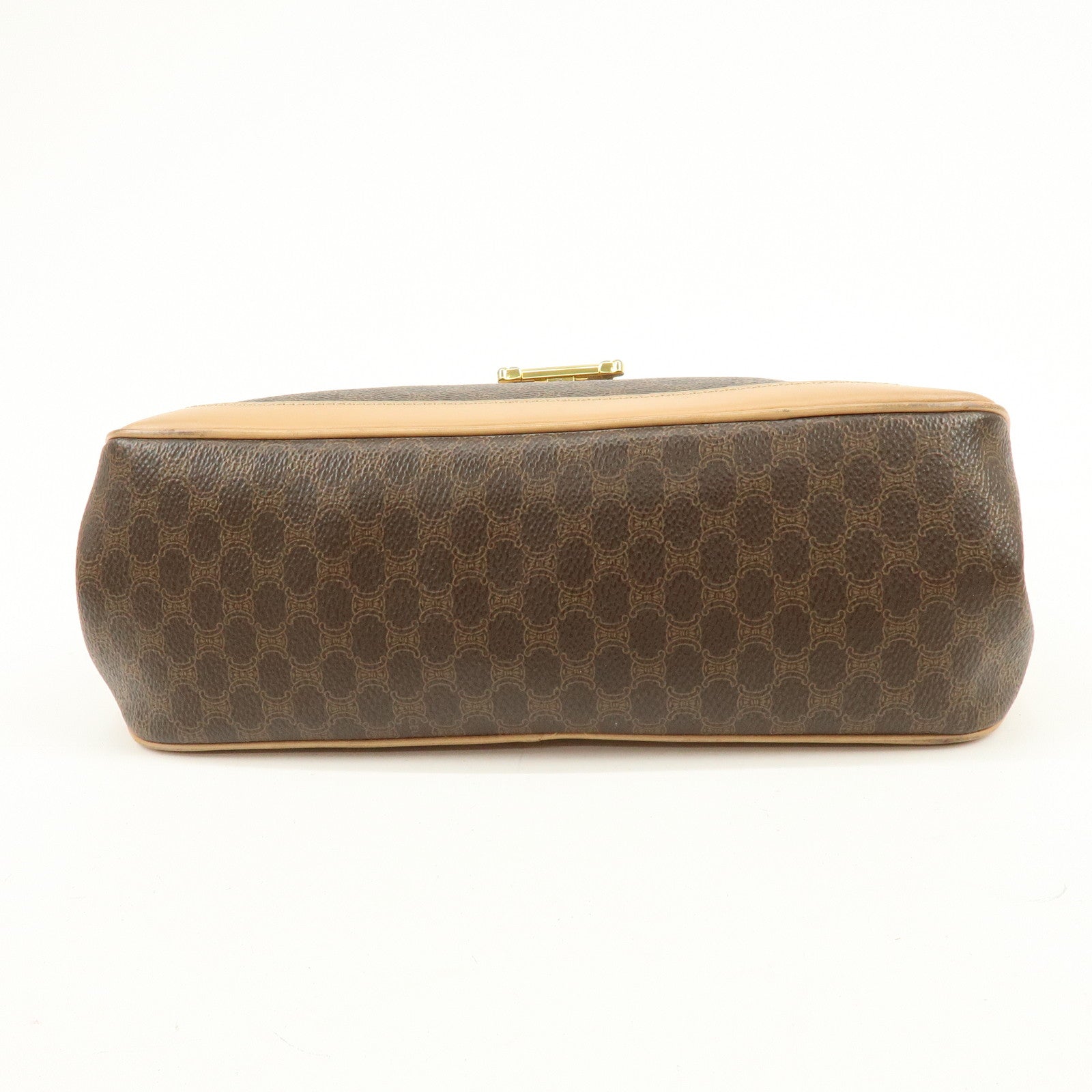 CELINE Macadam PVC Leather Hand Bag Brown Beige