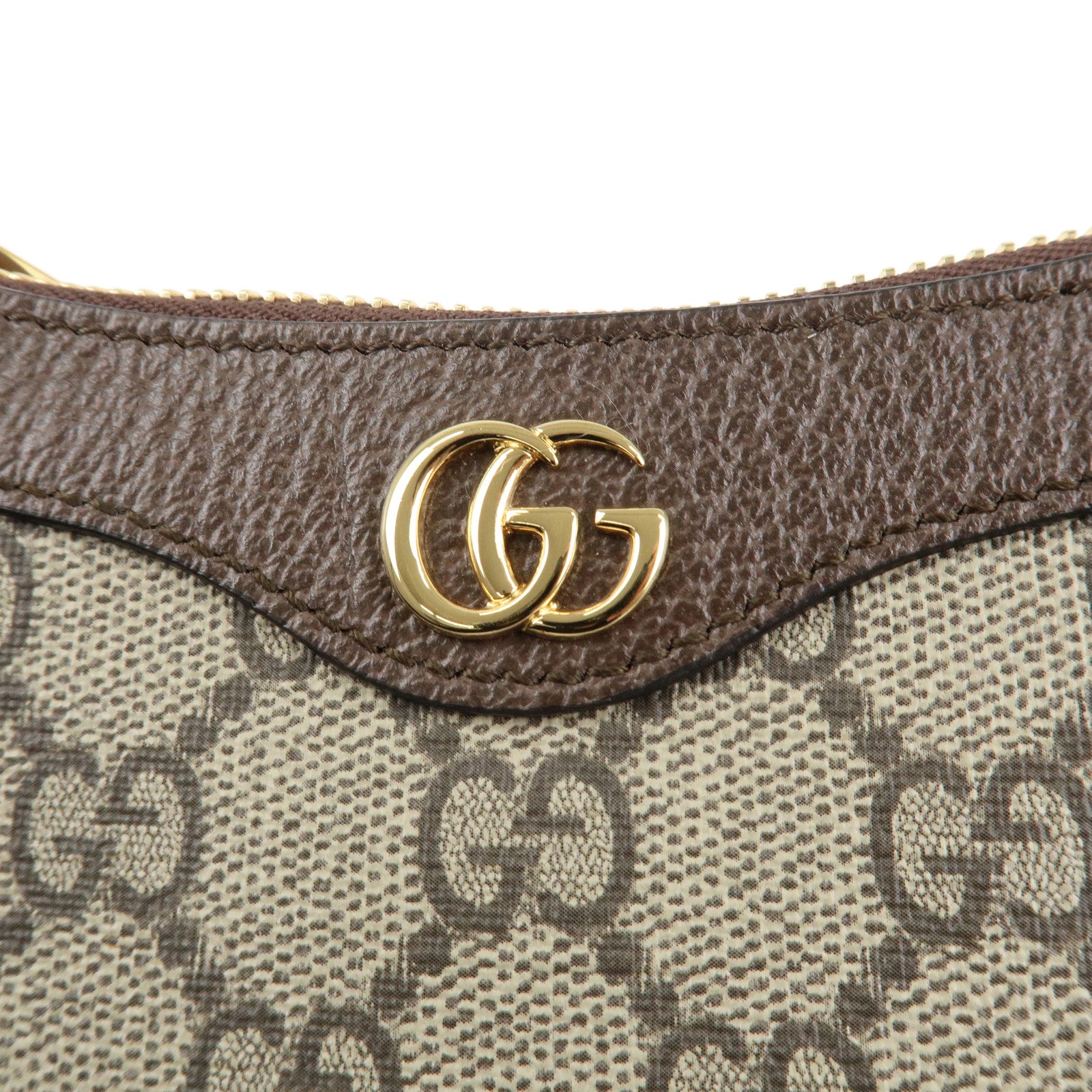 GUCCI Ophidia Leather GG Supreme Chain Pouch Beige Brown 764960 Used