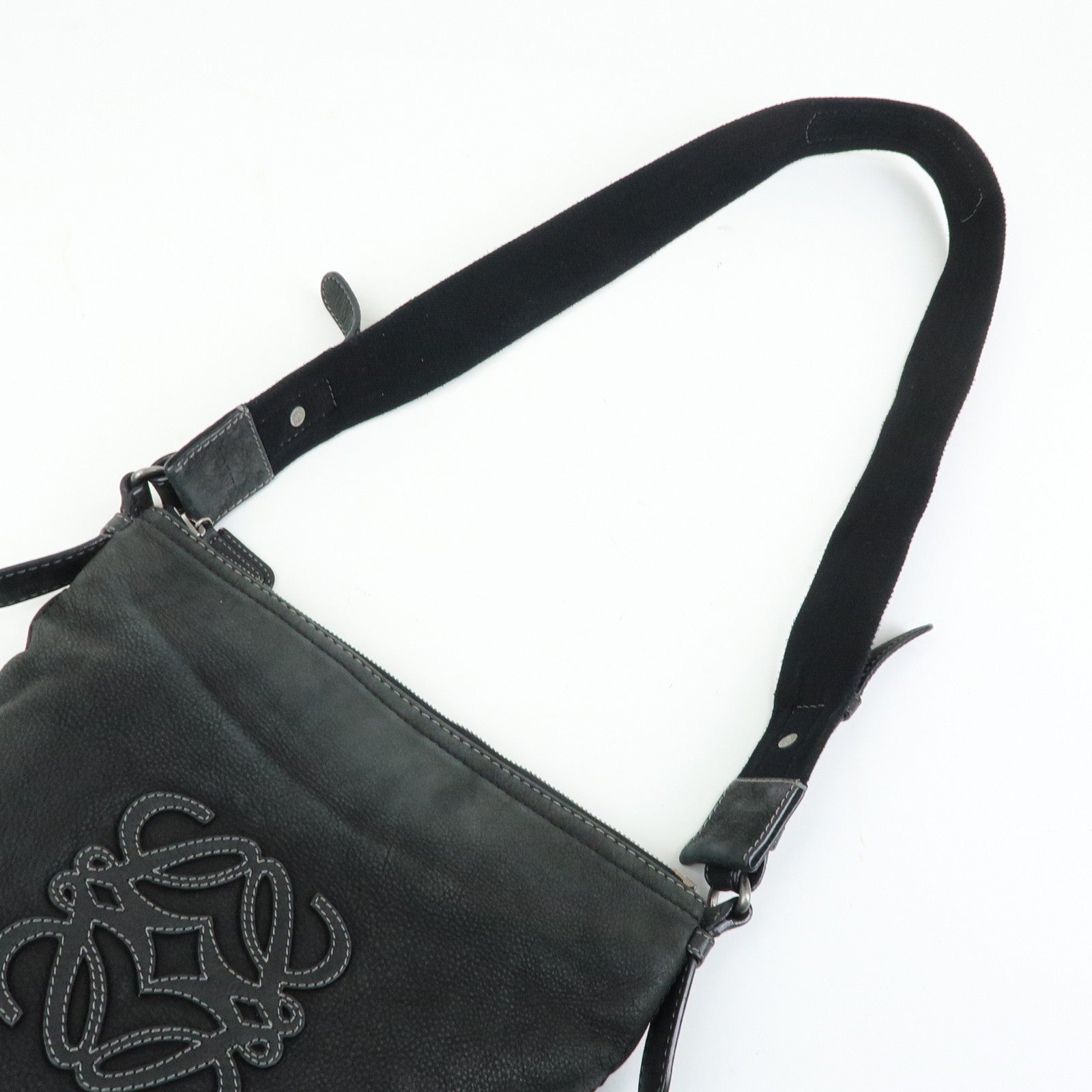 LOEWE Anagram Calf Leather Shoulder Bag Crossbody Bag Black