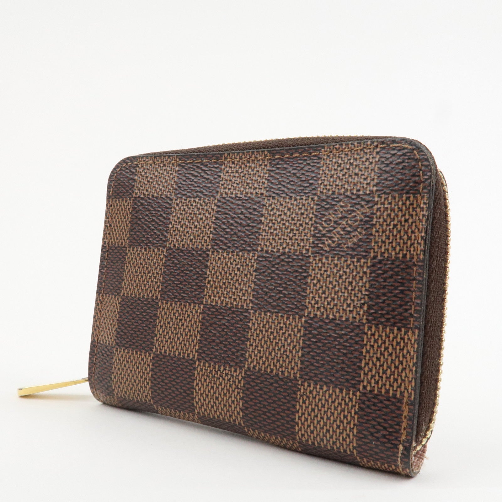 Louis Vuitton Damier Canvas Zippy Round Coin Case Coin Pourse Brown N60213