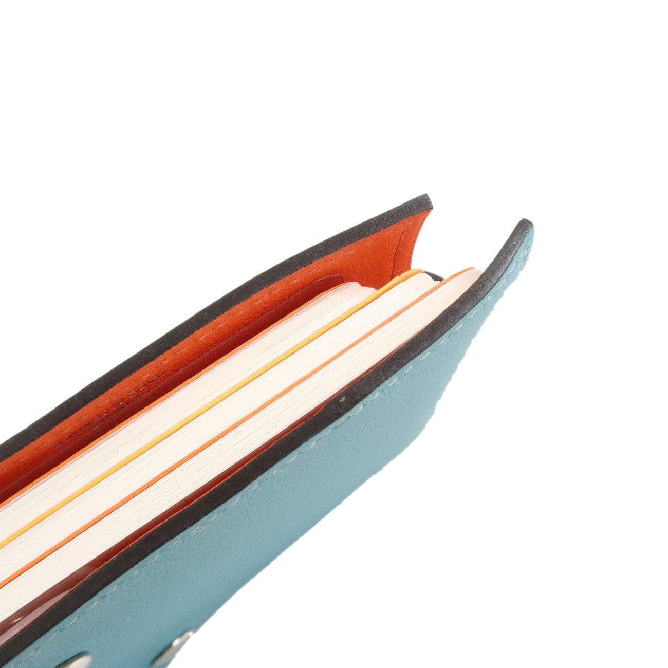HERMES Ulysse PM Leather Agenda Planner Cover Light Blue Orange