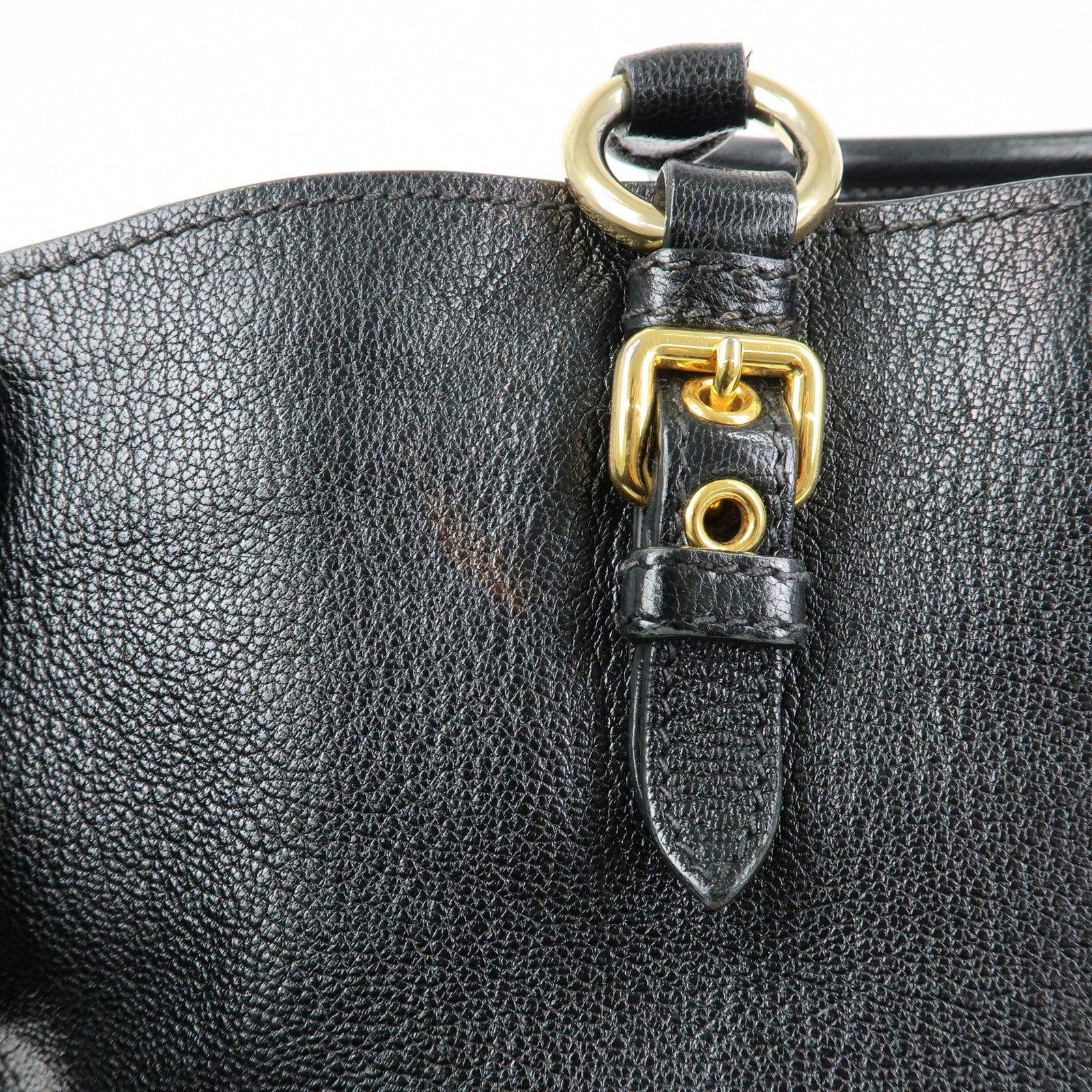 MIU MIU Madras Leather 2Way Bag Hand Bag Shoulder Bag Black