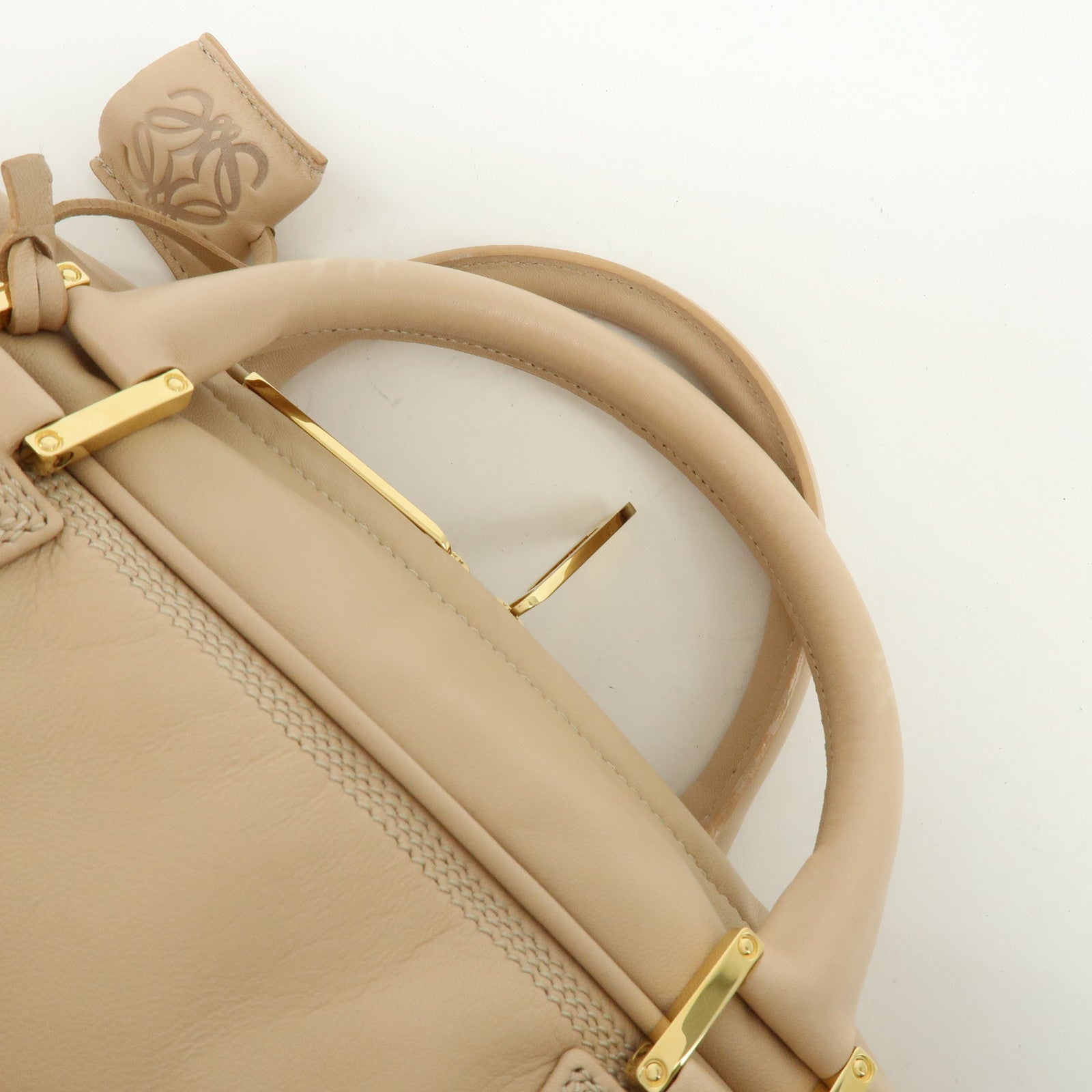 LOEWE Anagram Amazona 36 Nappa Leather Hand Bag Boston Bag Beige
