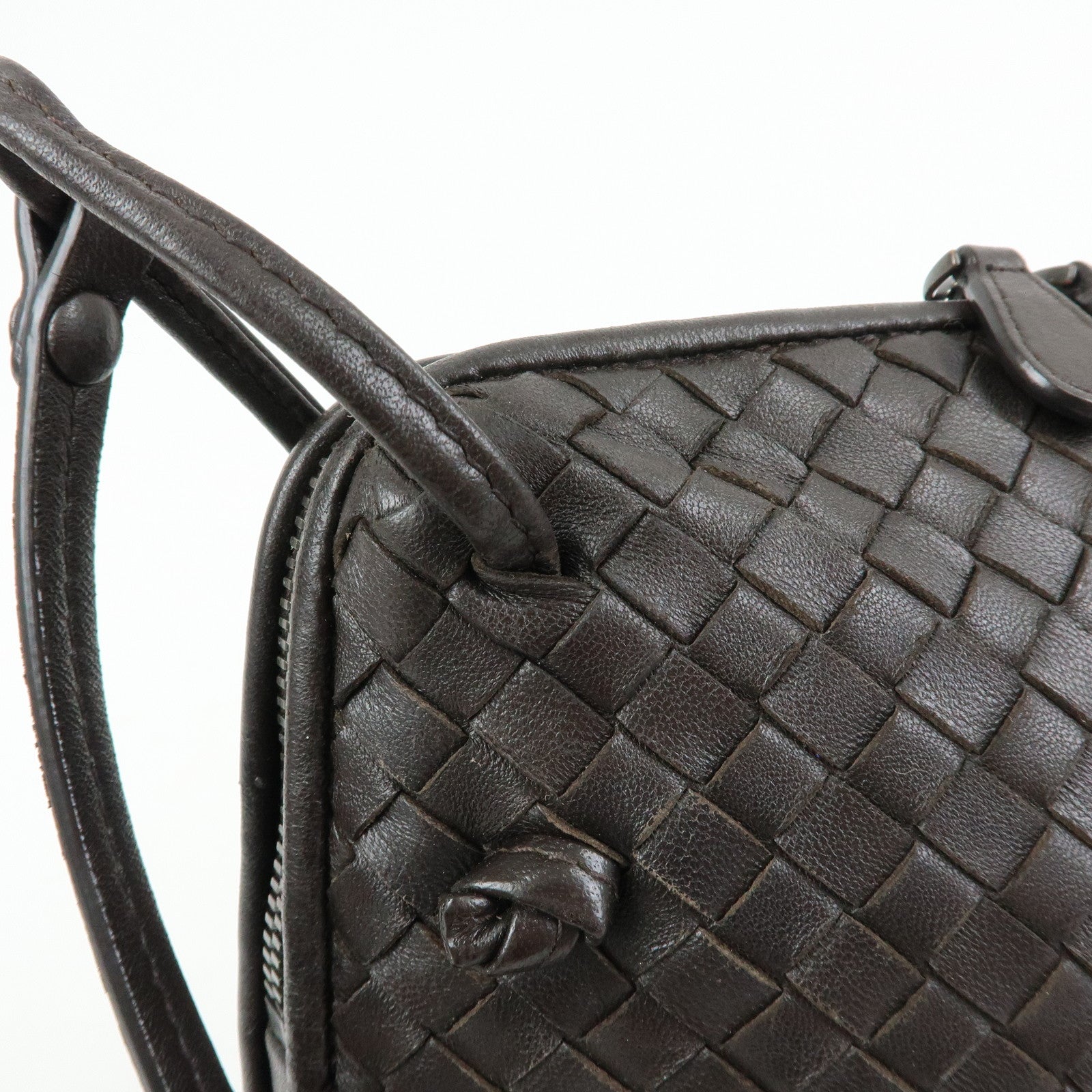 BOTTEGA VENETA Intrecciato Nodini Leather Shoulder Bag Brown 245354