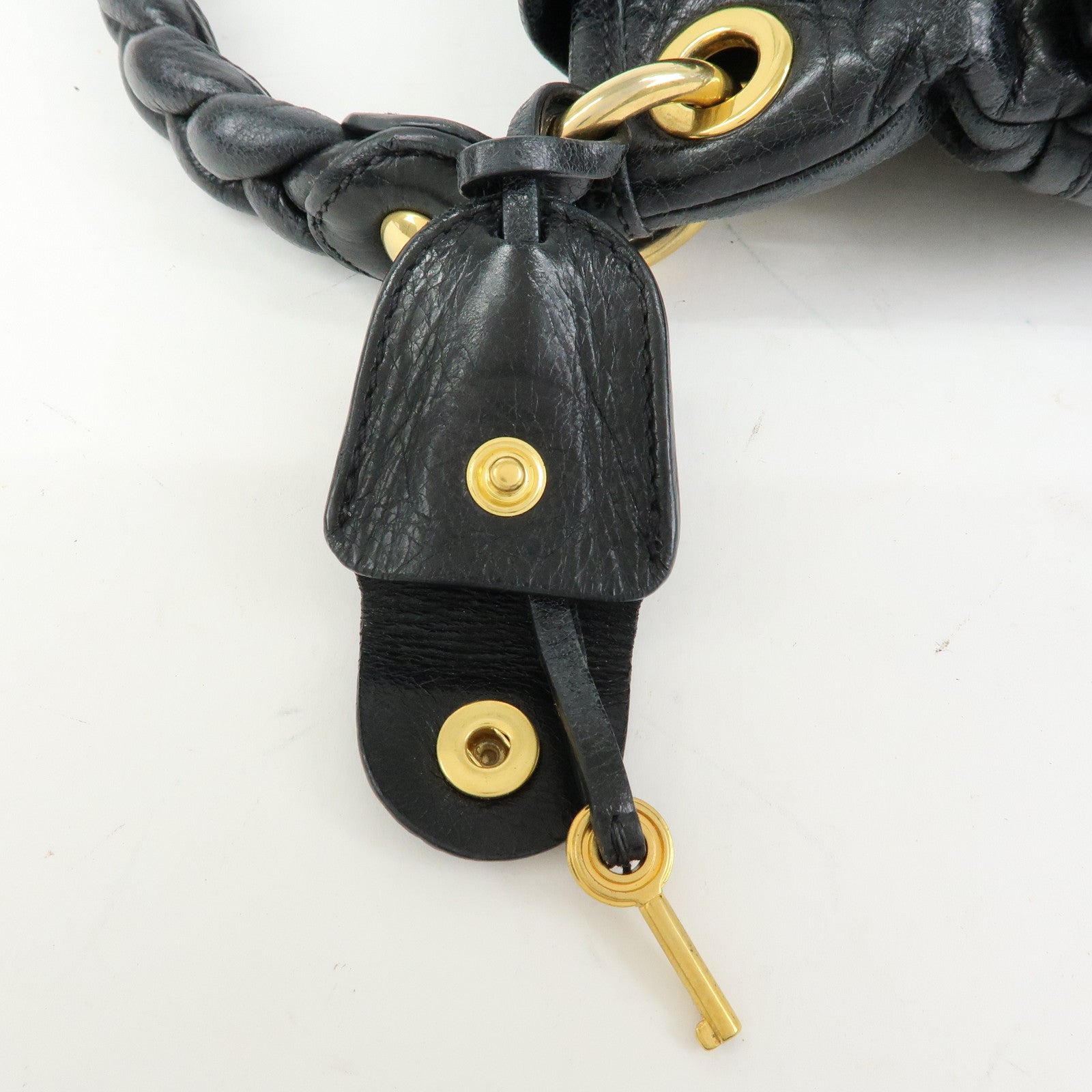 MIU MIU Matelasse Leather Hand Bag Shoulder Bag Black