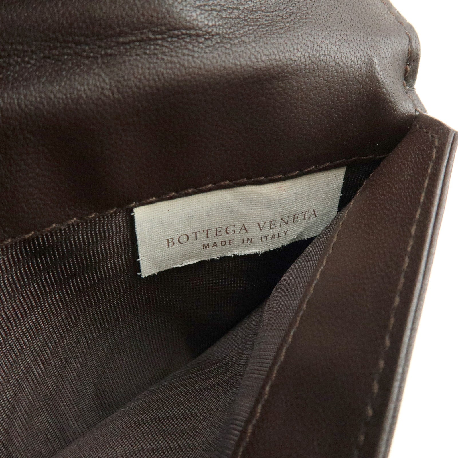 BOTTEGA VENETA Intrecciato Leather Bi-fold Long Wallet Brown 114074