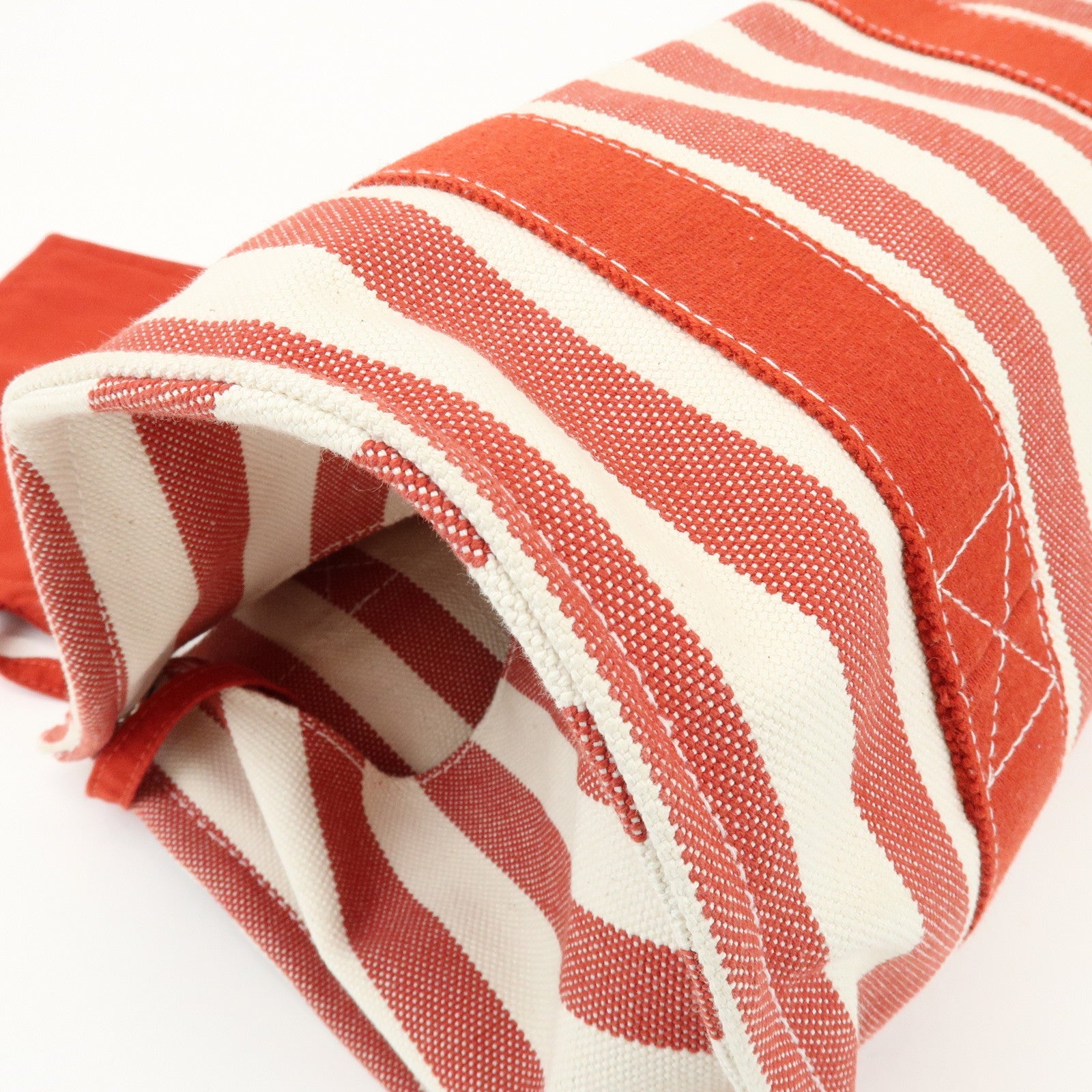HERMES Canvas Cannes PM Tote Bag Hand Bag Red White